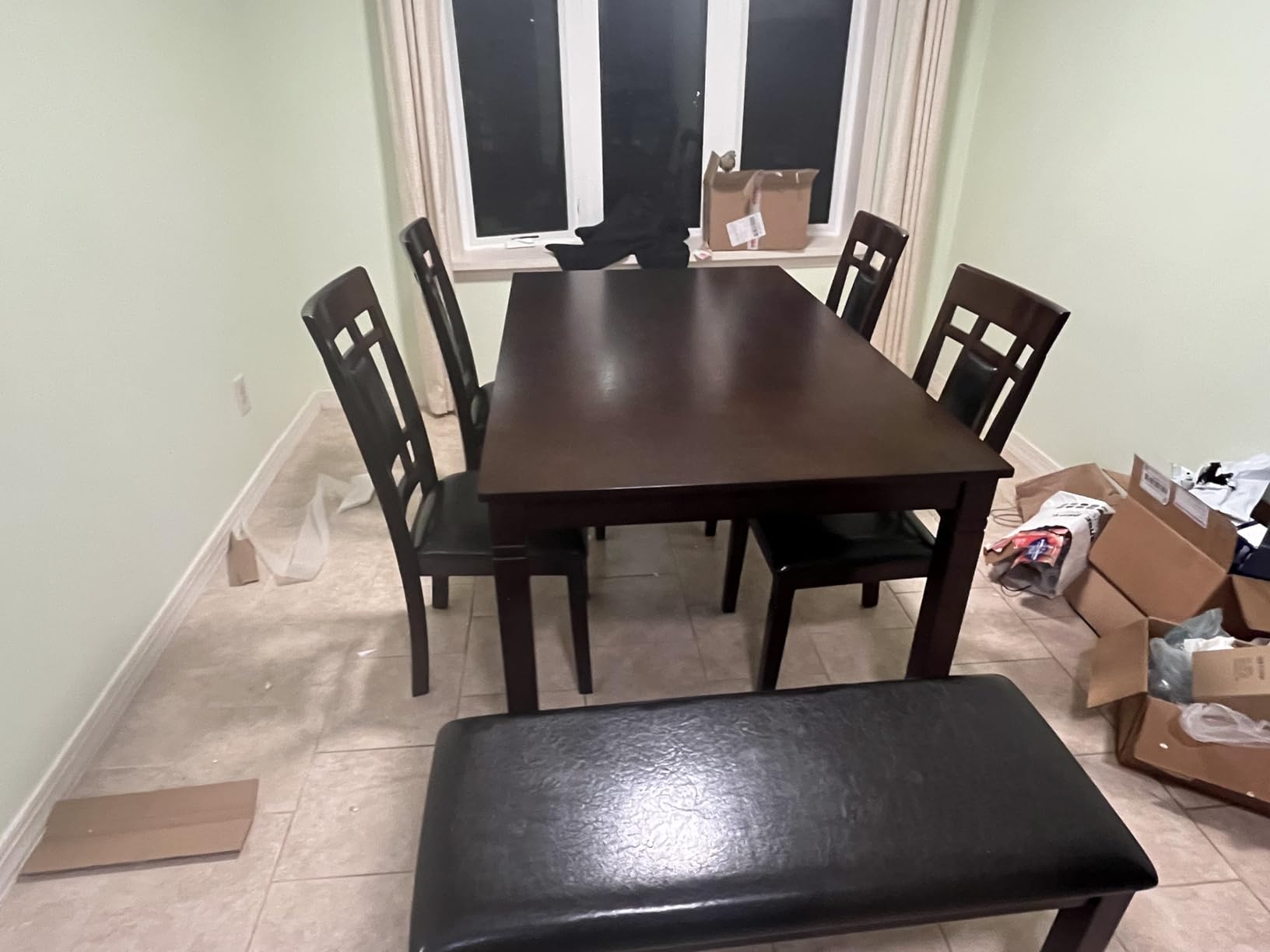Signature Design by Ashley Bennox 6 Piece Dining Set with Upholstered Bench, Table & 4 Upholstered Chairs, Seats 6, Wood, Brown customer photo 2