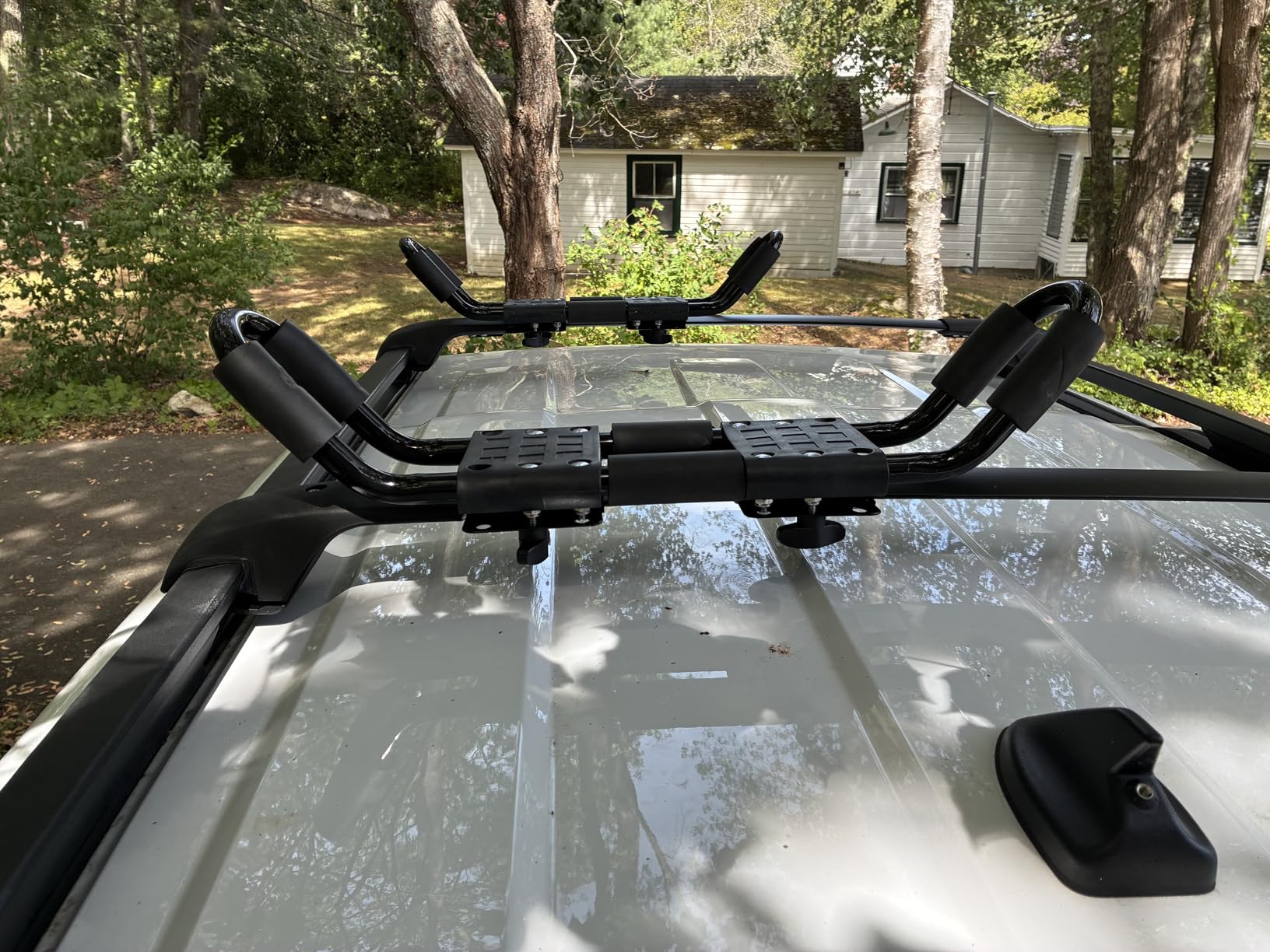 2 Pairs Heavy Duty Kayak Rack - Includes 4 Pcs Ratchet Tie-Mount on Car Roof Top Crossbar - Easy to Carry Kayak Canoe Boat Surf Ski (J-Bar Rack) customer photo 1
