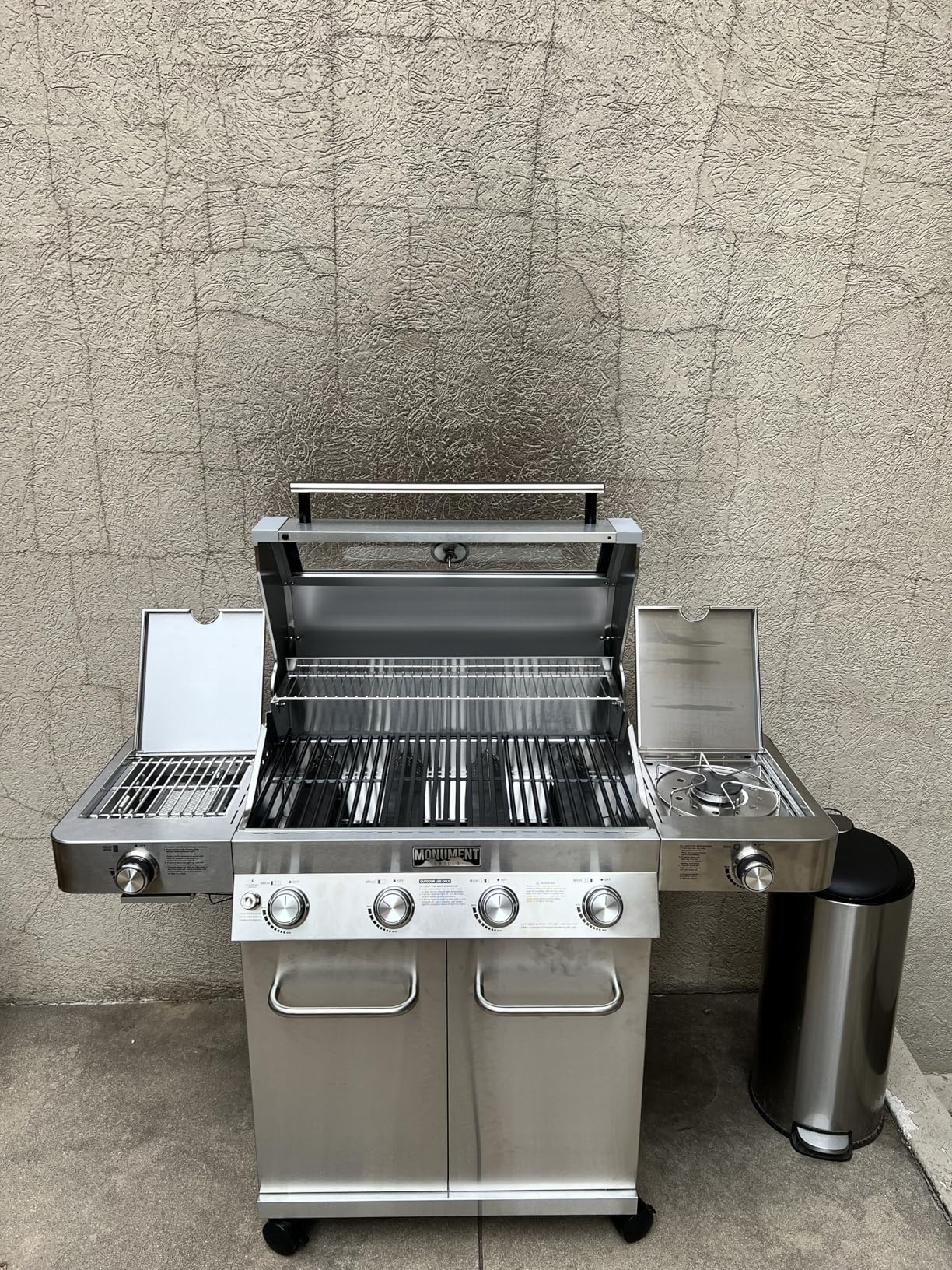 Monument Grills Larger 4+2 Burner Propane Gas Grills Stainless Steel Cabinet Style with Clearview Lid, Knob Controls, Built-In Thermometer, Infrared Side Sear Burners & Side Burners, Outdoor Use customer photo 1