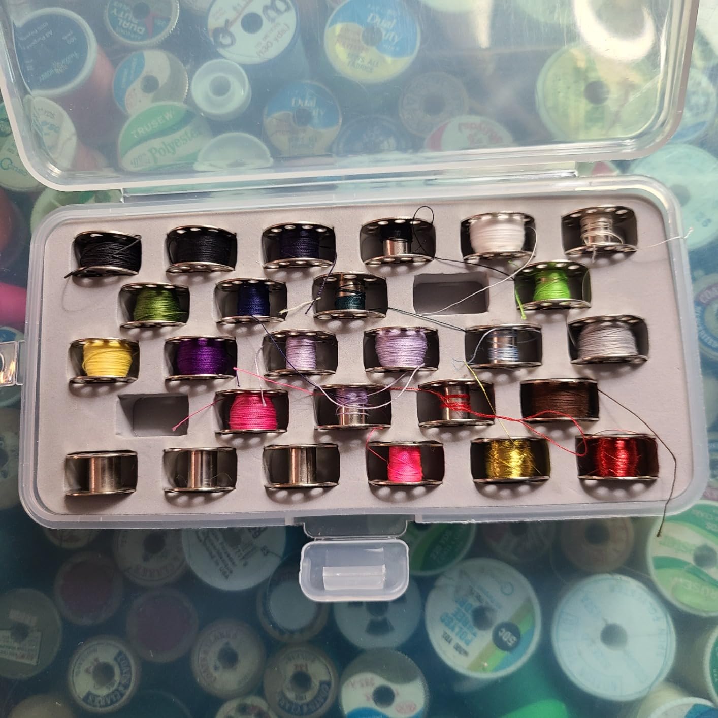 Ultima Bobbin Cases, Two Pack - Two Plastic See Through Bobbin Storage Boxes - Each Bobbin Holder Holds 28 Class-15 (SA156) Bobbins customer photo 1