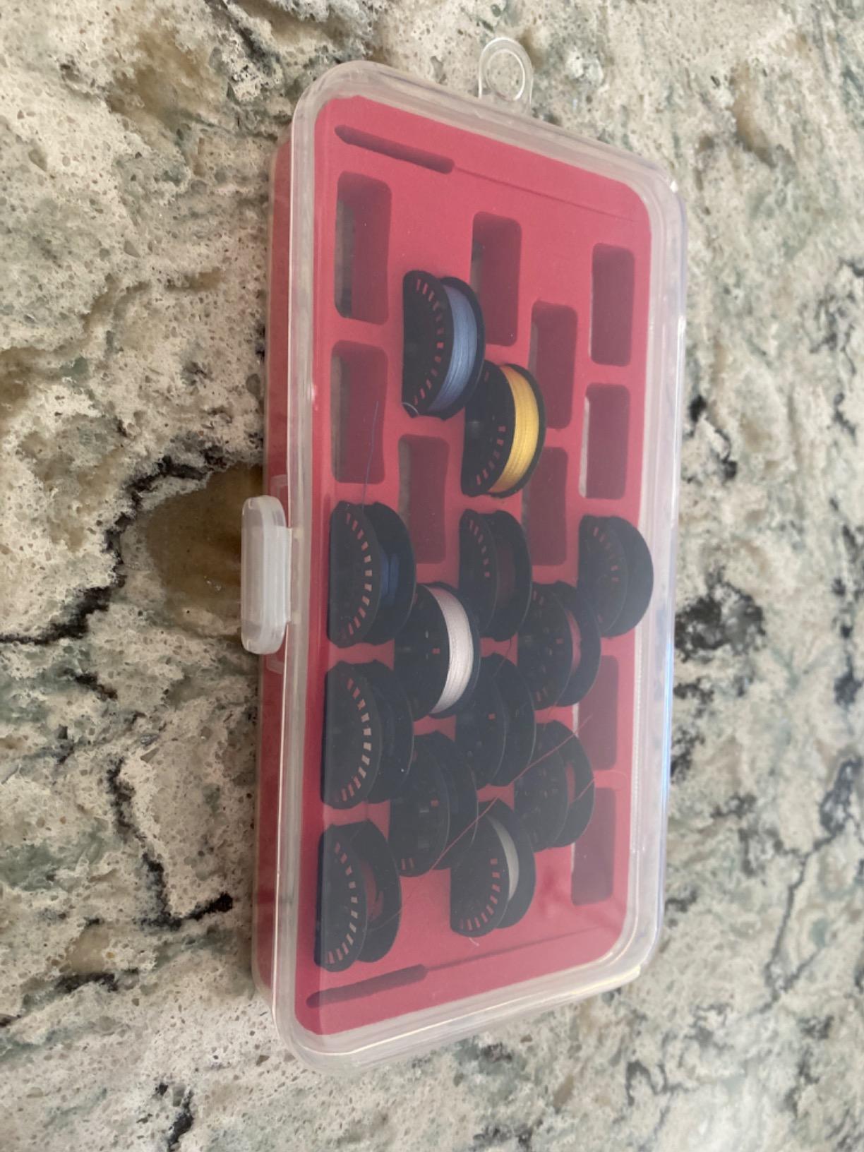 DREAMSTITCH Bobbin Case for Bernina New 7 and 8 Series Jumbo Bobbin Sewing Bobbin Storage Case and Saver Holds 23 Bobbins Box Organizer - Red customer photo 2
