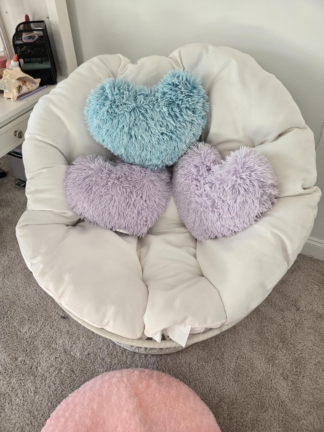 OSP Home Furnishings Wicker Papasan Chair with 360-Degree Swivel, Grey Frame with Grey Cushion customer photo 2