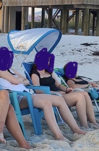 GCI Outdoor Sunshade Backpack Beach Chair | Reclining Folding Canopy Chair with Durable Armrests, Drink Holder & Carry Straps, Perfect for Beach Trips & Picnics - Saybrook Blue customer photo 1