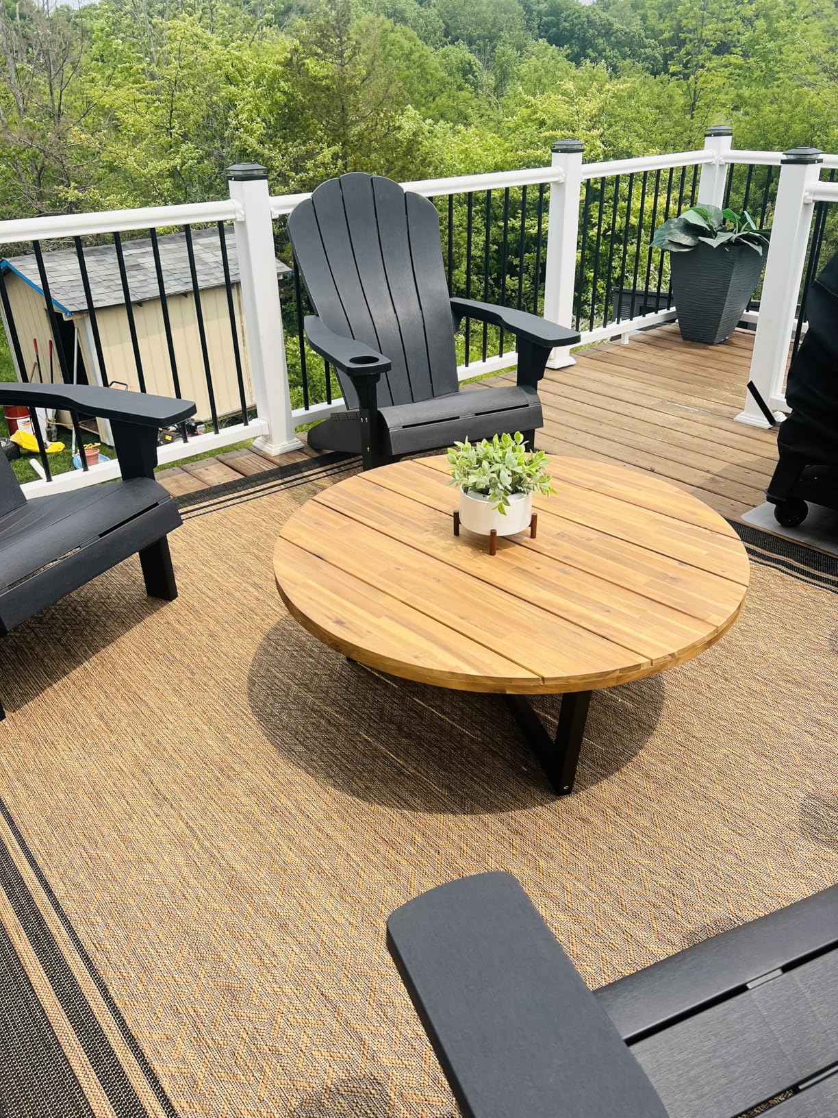 Gertmenian Indoor/Outdoor Flatweave Area Rug - 5x7 Standard, Stain & UV Resistant, Ideal For Deck, Patio, Poolside, Mudroom - Simple Border, Black Tan, 21490 customer photo 1