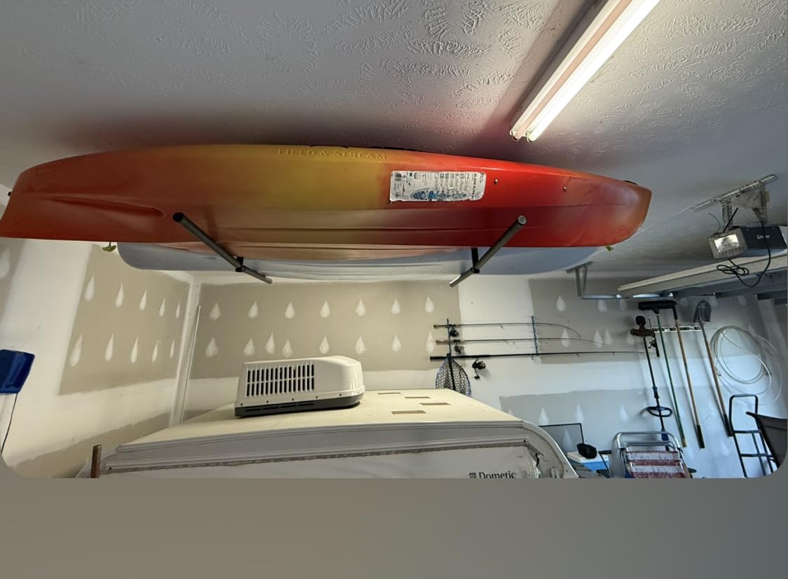 StoreYourBoard Adjustable Kayak Ceiling Rack - Hi Port 2 Garage Ceiling Kayak Hanger | Adjustable Overhead Kayak Storage for Recreational & Touring Kayaks | Garage Organization customer photo 1