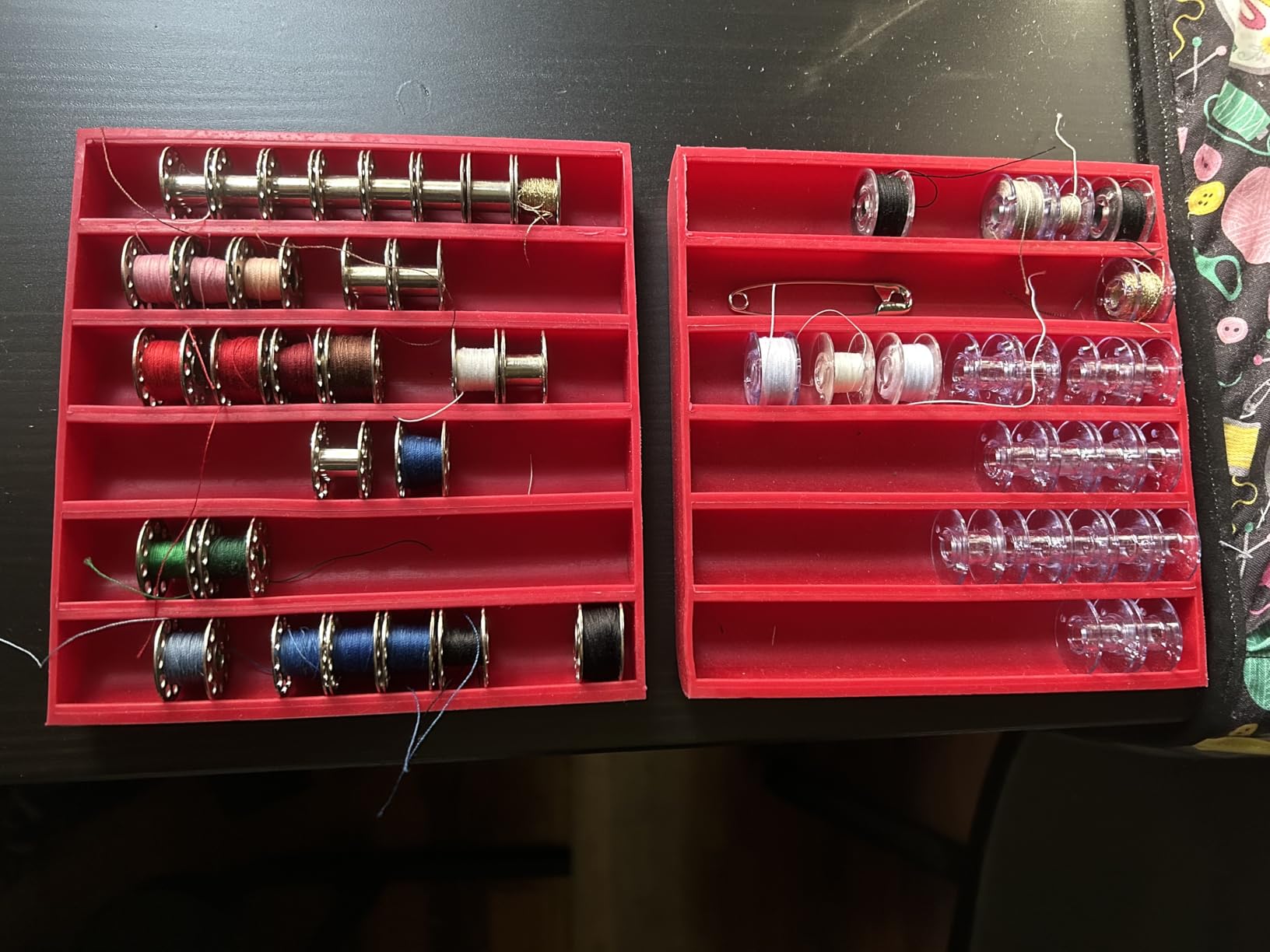 Square Bobbin Organizer - Holds 60+ Bobbins - Flexible Plastic Holder for Sewing Machine, Embroidery, & Quilting Bobbin Storage, Red customer photo 1