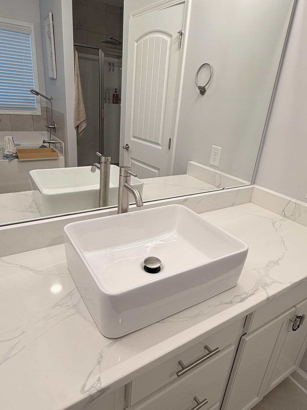 Lordear Vessel Sink Rectangle 19 Inch Bathroom Sink, Rectangular Modern Above Counter Porcelain Ceramic Vessel Vanity Sink customer photo 2