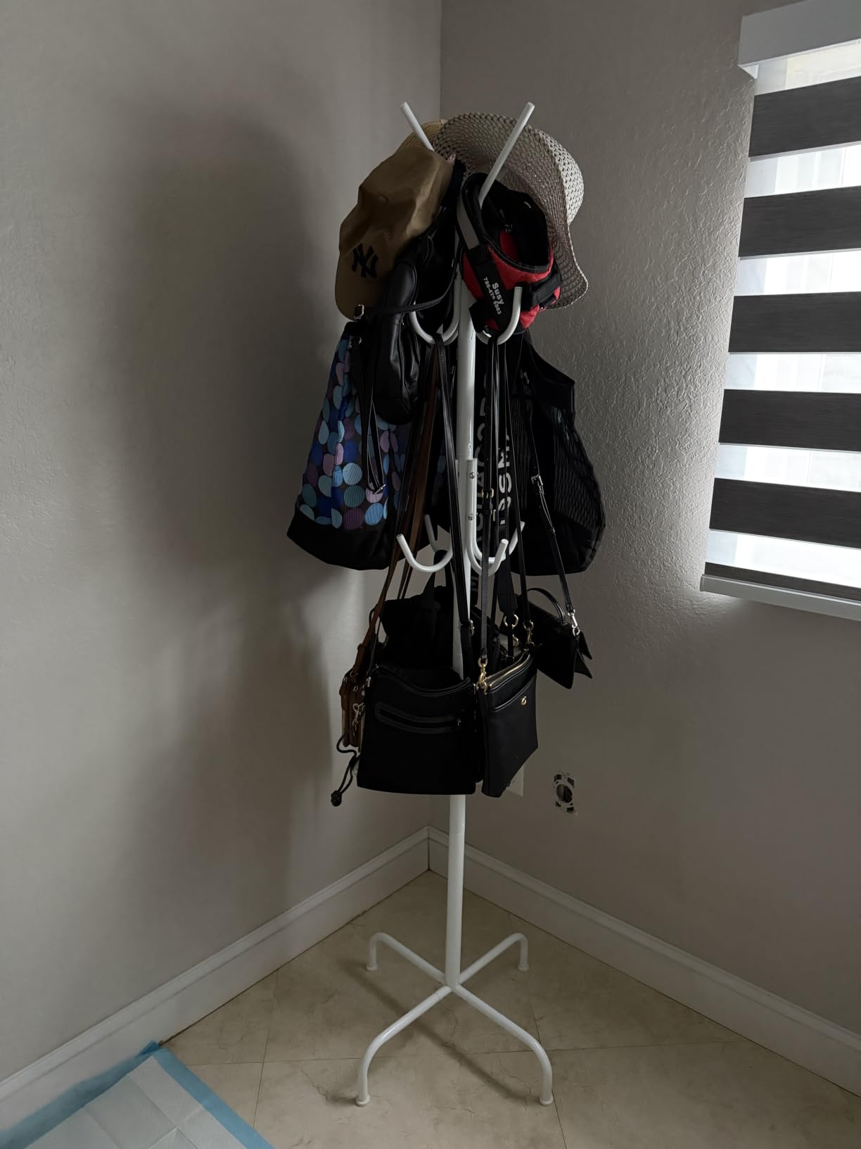 Simple Houseware Standing Coat and Hat Hanger Organizer Rack, 12 Hooks, Bronze customer photo 2