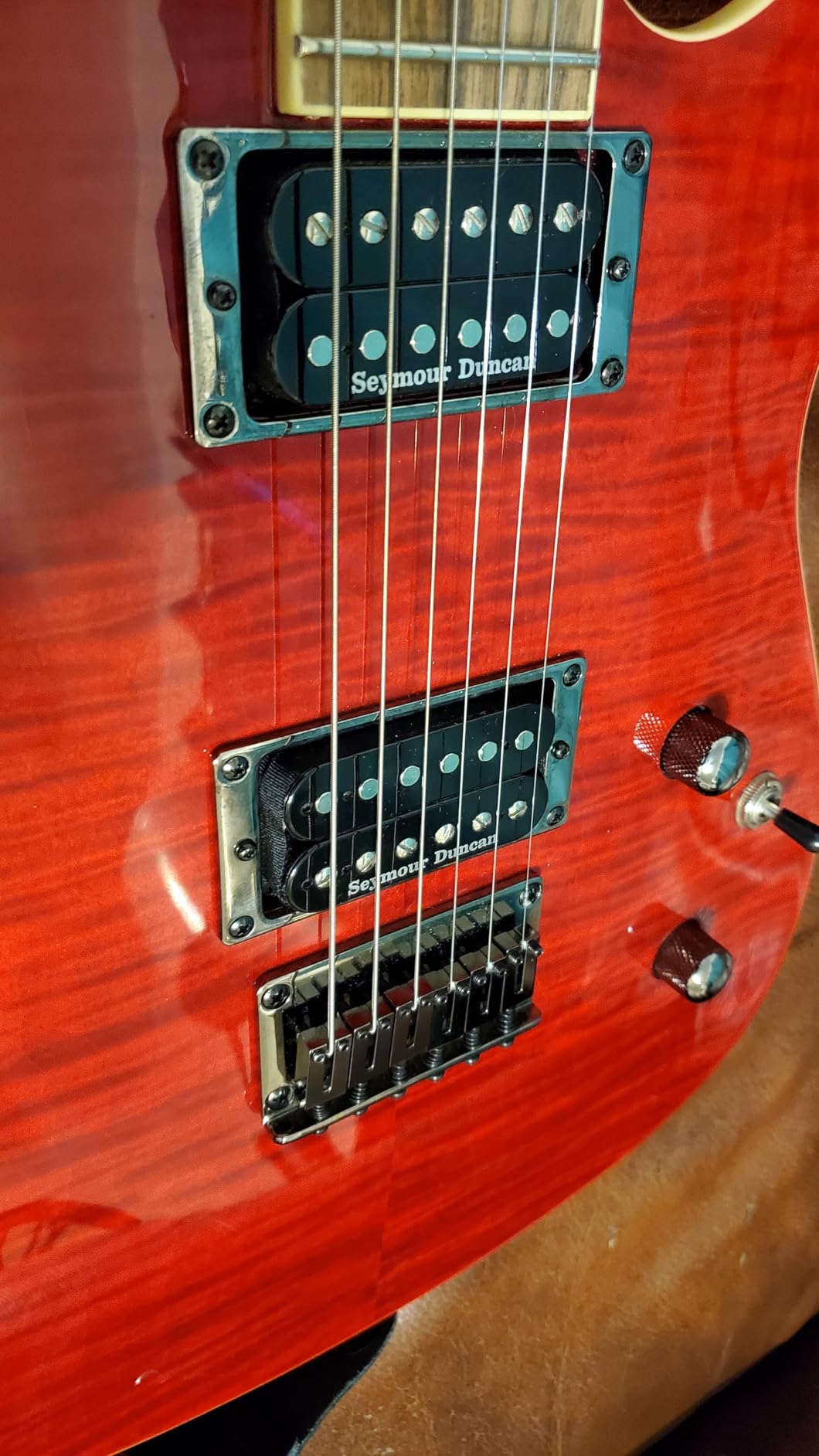 Squier Custom Telecaster FMT HH Electric Guitar, Seymour Duncan 59/Pearly Gates Humbuckers with Coil Tap, Black Cherry Burst customer photo 2