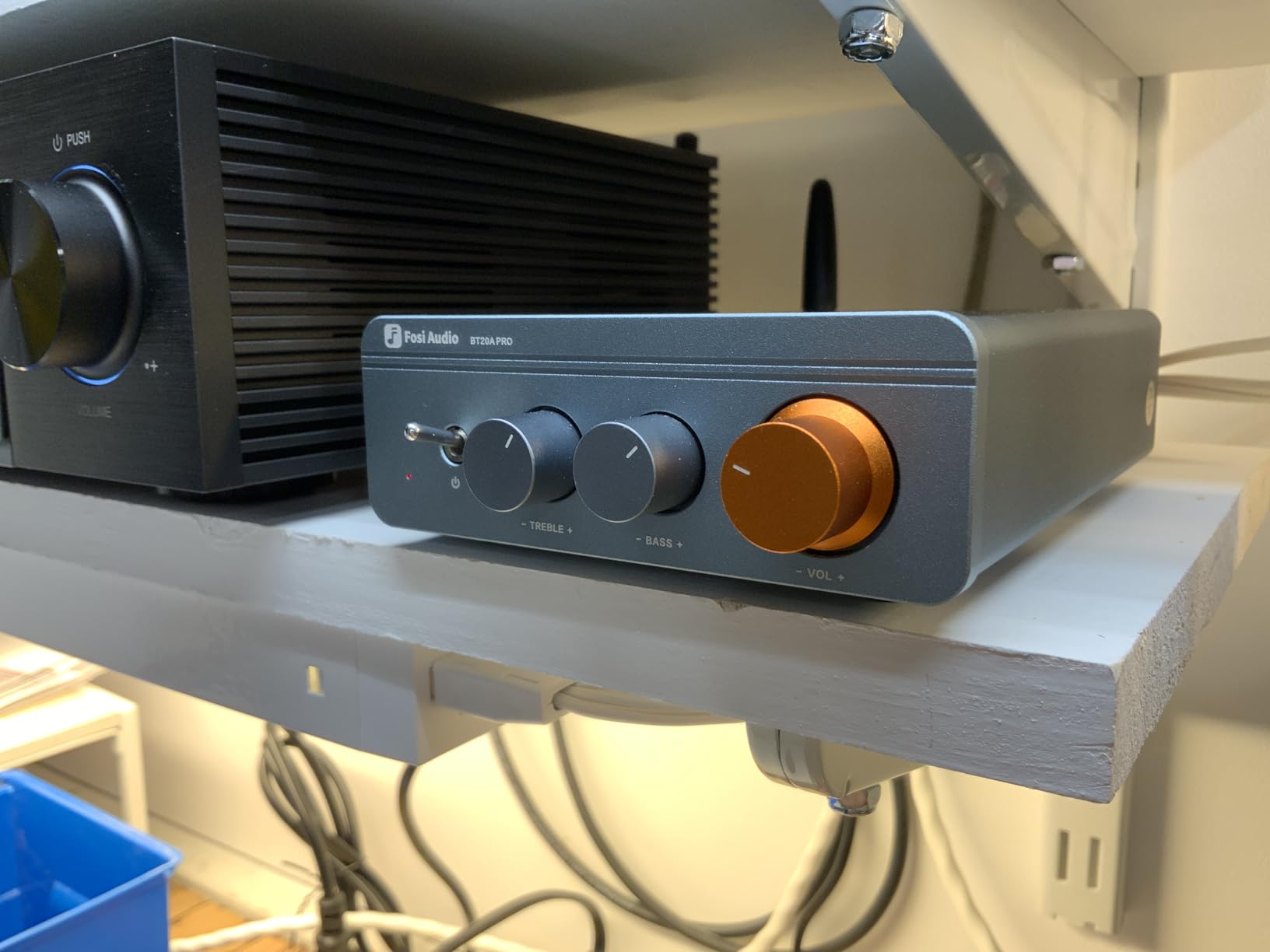 Fosi Audio BT20A Pro Bluetooth 5.0 Amplifier, 300W x2 Wireless Amp, TPA3255 2 Channel Mini Class D Integrated Home Audio Outdoor Stereo Receiver with Bass Treble Control for Passive Speakers customer photo 1