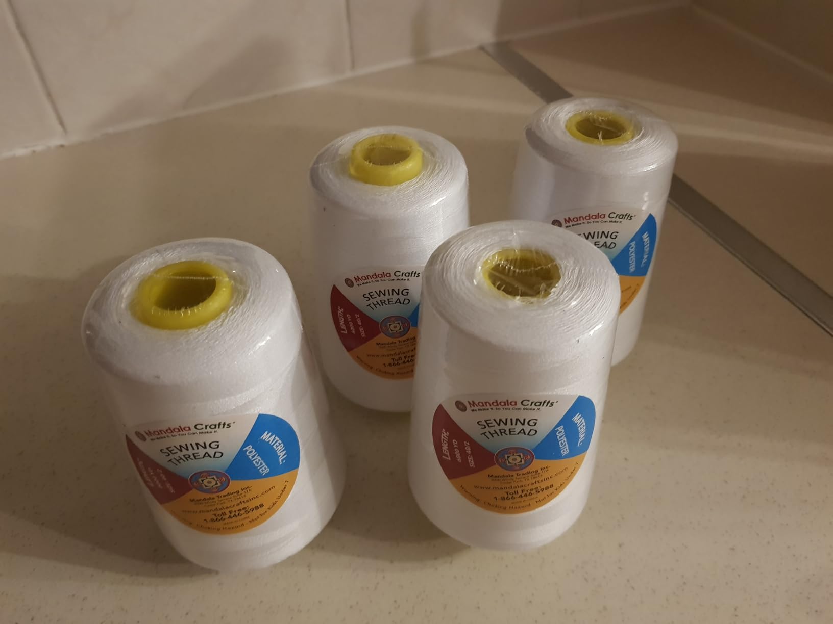 Mandala Crafts 4 Pack of Serger Threads Cones Spools - 40S/2 24000 Yards Polyester White Threads for Sergers Machine and Overlock Quilting Sewing Machine customer photo 2