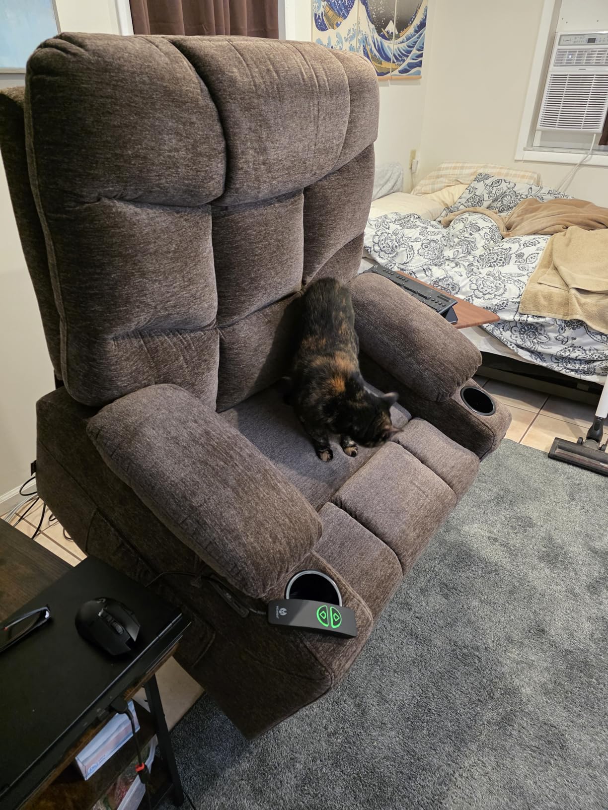 MCombo Power Lift Recliner Chair with Extended Footrest for Elderly People, Fabric 7287 (Brown, Medium) customer photo 1