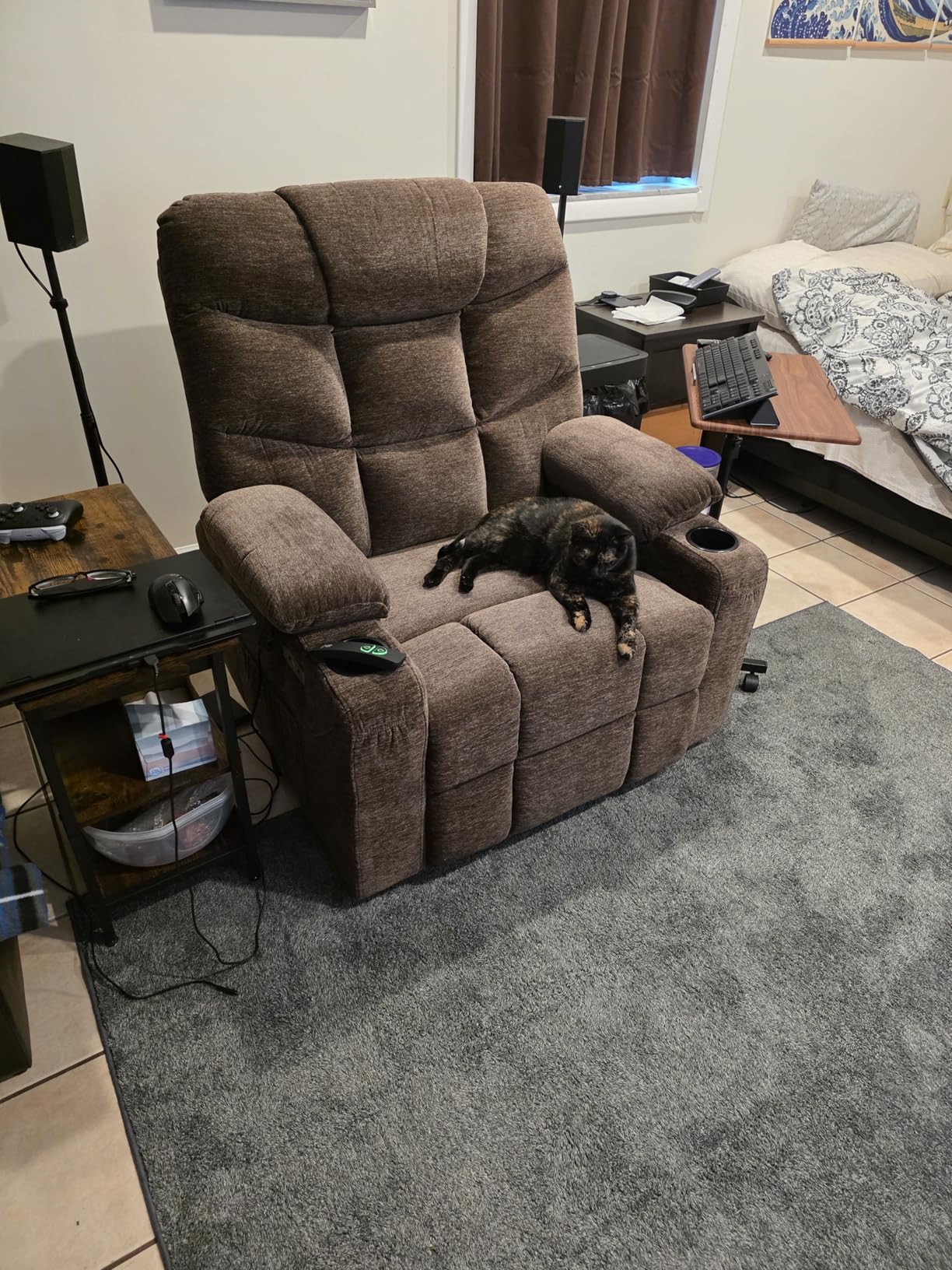 MCombo Power Lift Recliner Chair with Extended Footrest for Elderly People, Fabric 7287 (Brown, Medium) customer photo 2