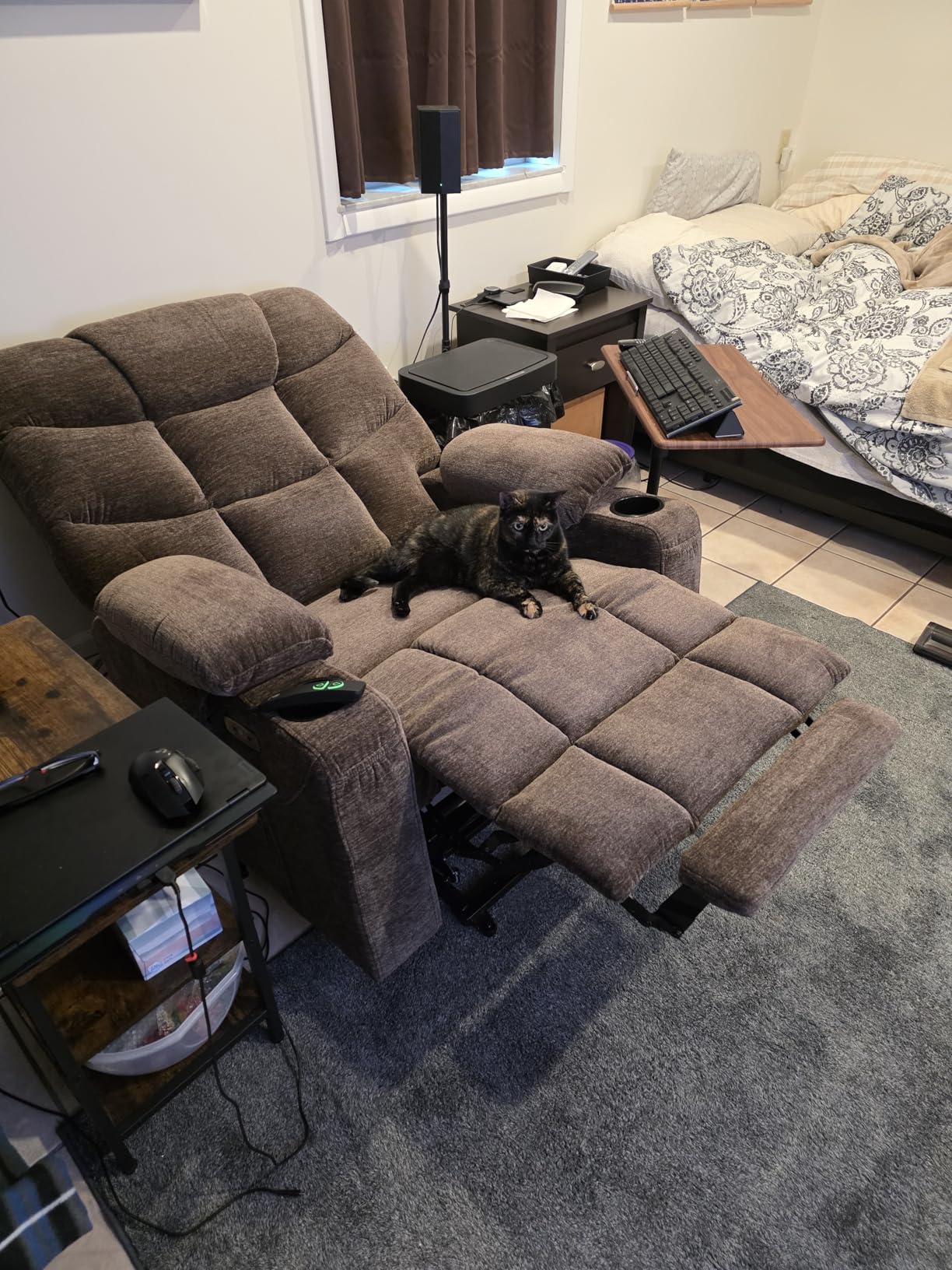 MCombo Power Lift Recliner Chair with Extended Footrest for Elderly People, Fabric 7287 (Brown, Medium) customer photo 2