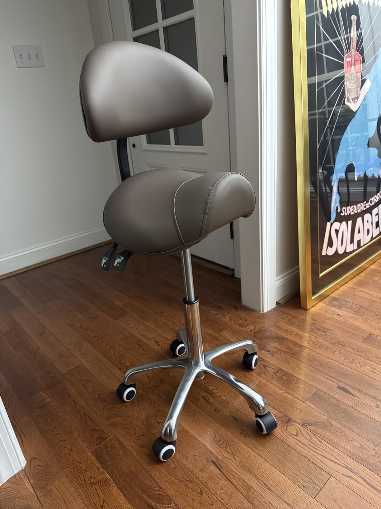Kaleurrier Saddle Stool Rolling Swivel Height Adjustable with Wheels,Heavy Duty Saddle Chair,Ergonomic Stool Chair for Hair Salon Lab Clinic Dental Massage Home Office Kitchen (Grey, Without Back) customer photo 1