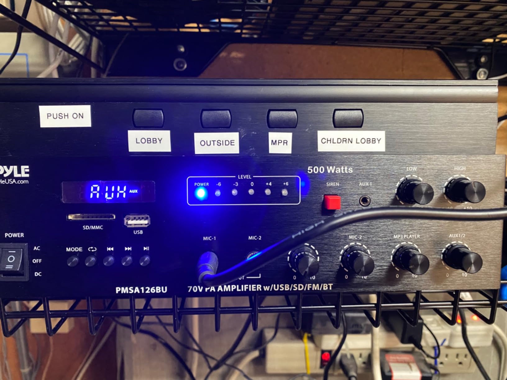 Pyle Public Address Amplifier - 500W Compact Digital Receiver w/ 70V 100V Output, Dual Mic Input, USB-A Input w/ MP3 Player, FM Radio, RCA | Home, Continuous Volume and Commercial | PMSA126BU customer photo 1