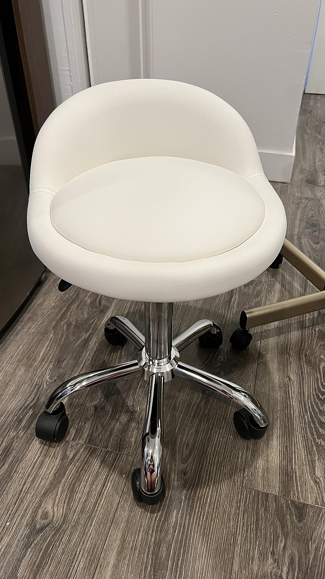 Nova Microdermabrasion Rolling Stool with Wheels Swivel Salon Stool Adjustable Drafting Tattoo Office Chair for Massage Bar Kitchen Spa Shop with Thick Cushion (White) customer photo 2