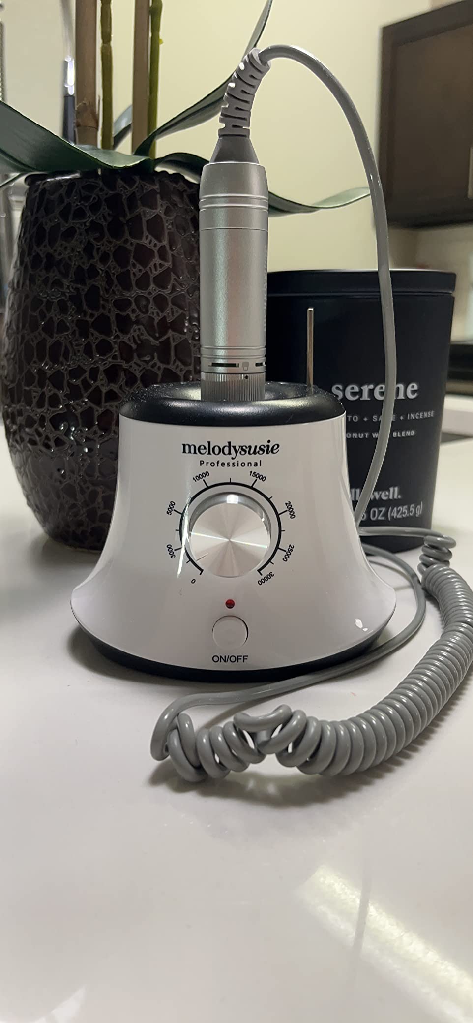 MelodySusie Multifunctional Desktop Nail Drill with Foot Pedal, SC320I 30000RPM E-File with Bit Holders & Elegant Design for Manicure Trimming, Shaping & Gel Removal, Ideal for Nail Artists & Home Use customer photo 2