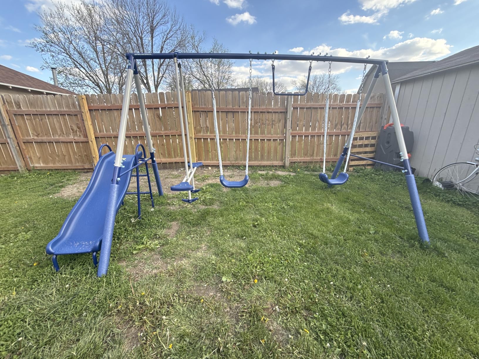 Sportspower Arcadia Metal Swing Set for Kids - Trapeze, 2-Person Glider, 5ft Slide, Anchor Kit, 6.1ft Durable Steel Frame - Outdoor Backyard Playset with 600 lbs Capacity customer photo 1