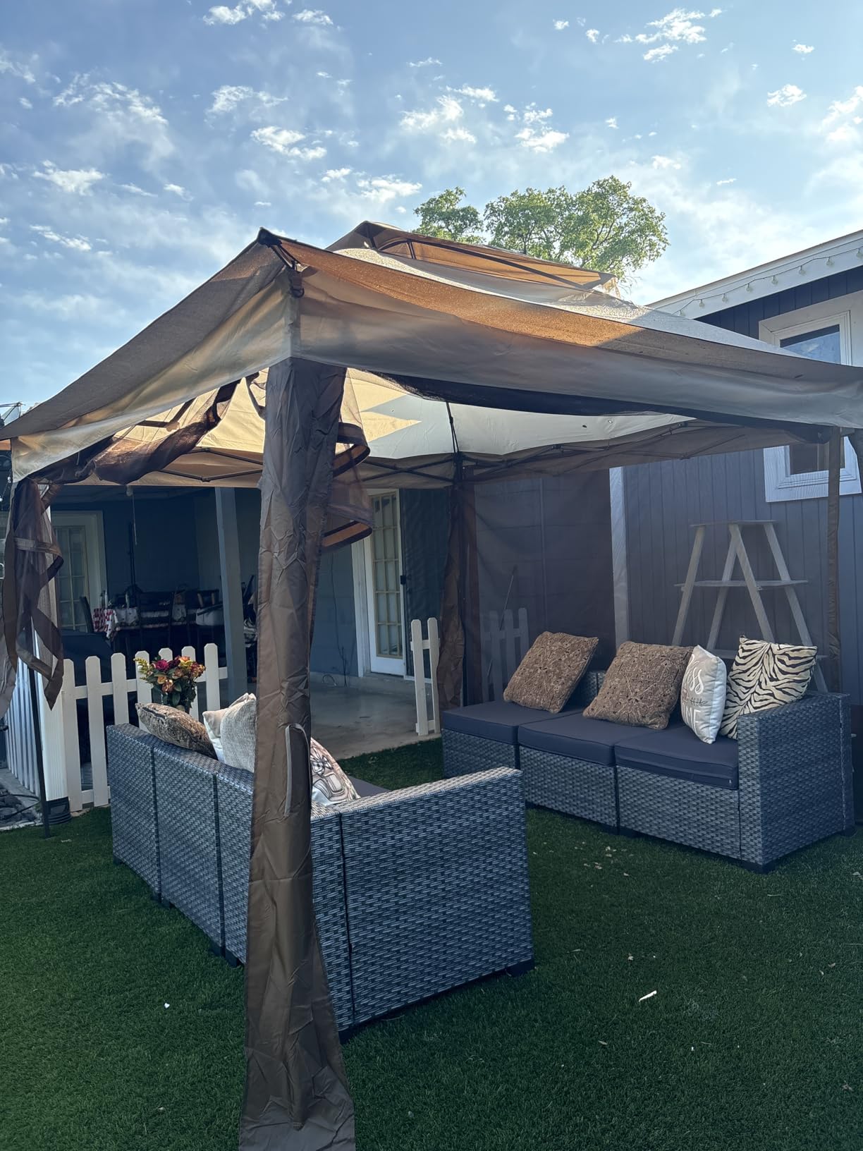 COOS BAY 11x11 Pop Up Gazebo with Netting, Canopy Tent, Beige | Outdoor Gazebo for Backyard, Party & Patio Furniture, Screened Canopy with Carry Bag, UPF 50+ UV Protection, Dual Vented Top customer photo 2