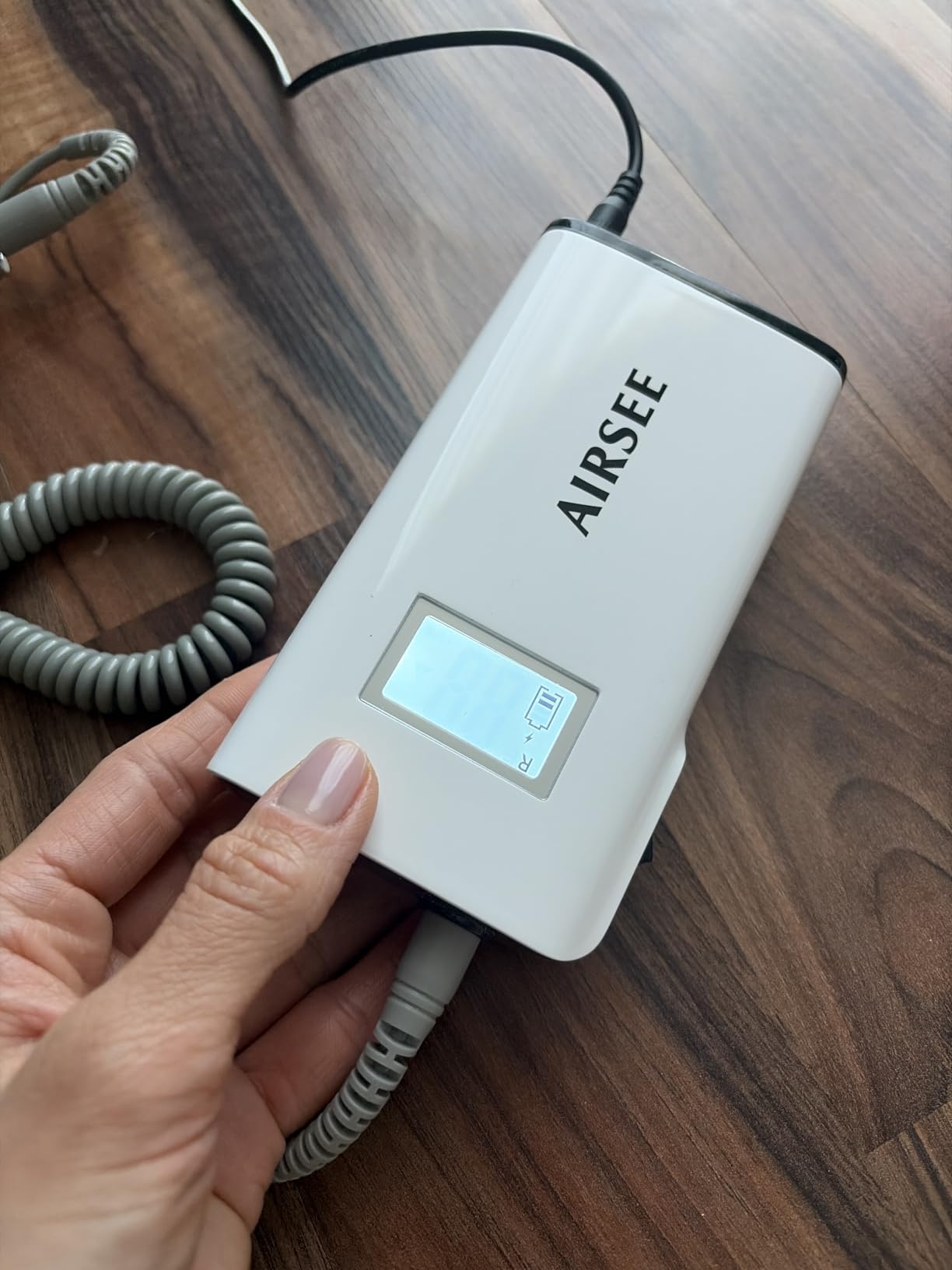 AIRSEE Rechargeable 30000RPM Electric Nail Drill Professional Portable E File Machine for Acrylic Nail Natural Extension Gel Nails Polish Cuticle, Cordless High Speed for Salon Home Use E8 White customer photo 1