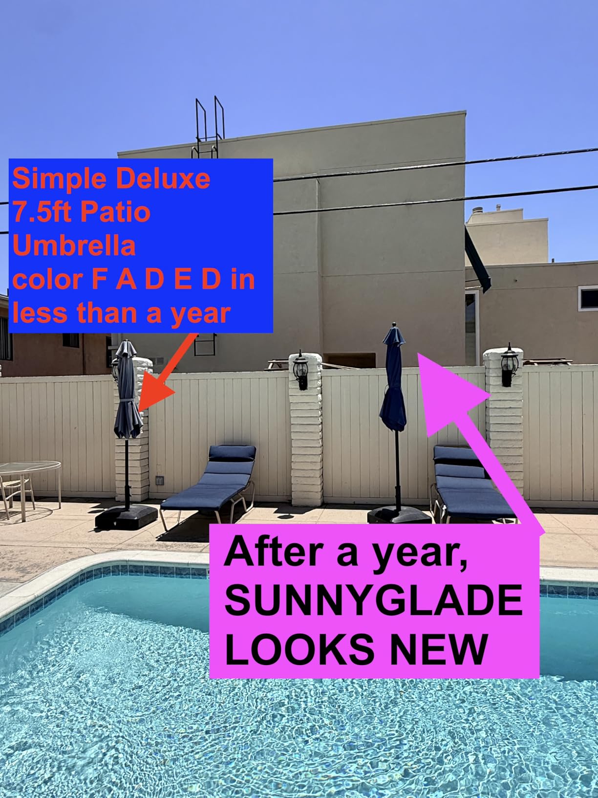 Sunnyglade 7.5' Patio Umbrella Outdoor Table Market Umbrella with Push Button Tilt/Crank, 6 Ribs (Blue) customer photo 2