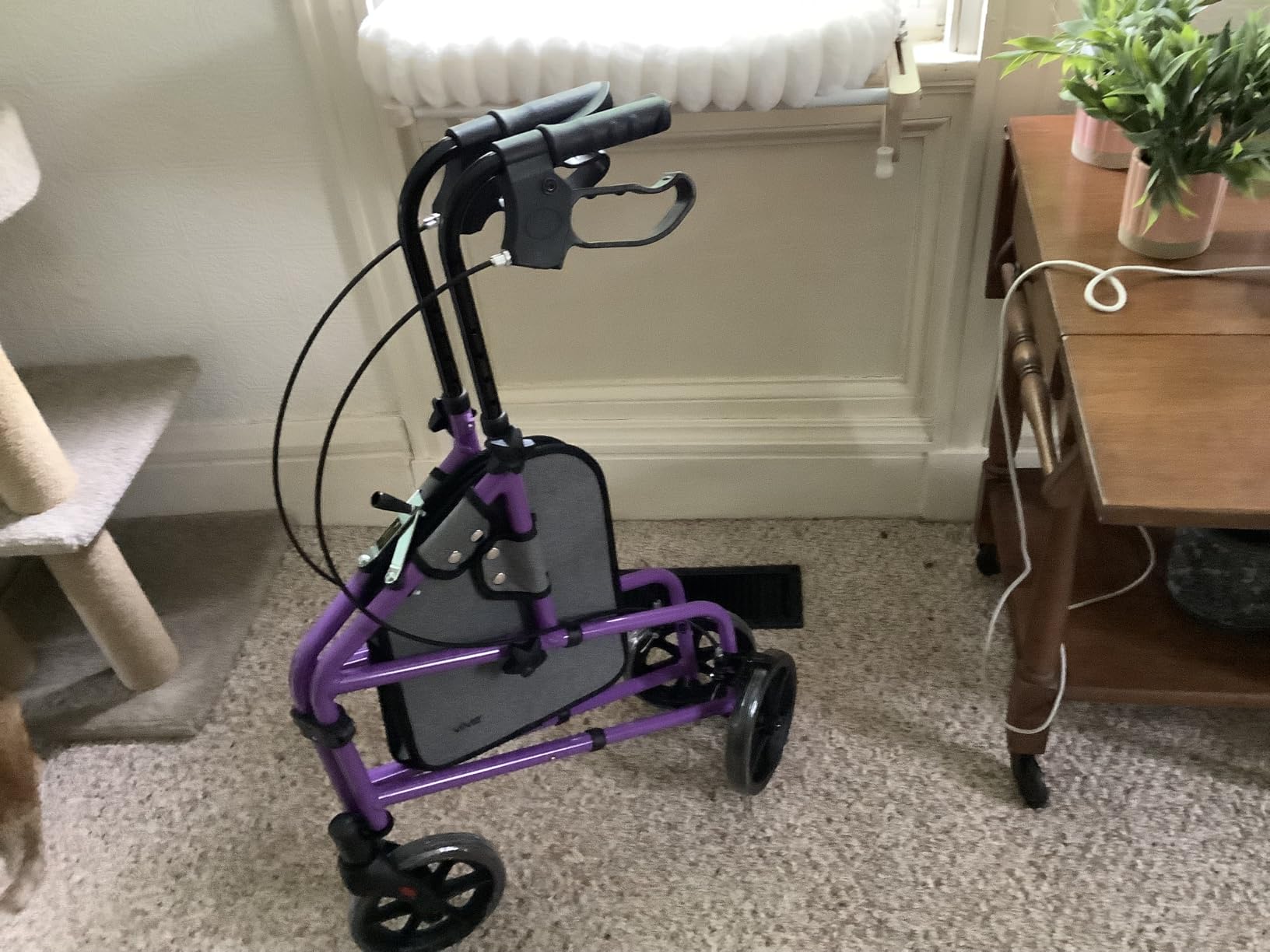 Vive Mobility 3 Wheel Walker - Three Wheeled Rollator for Seniors - Lightweight, Foldable, Narrow, Heavy Duty - for Elderly Men Women - Folding 3-Wheel Tri Scooter with Basket Bag customer photo 1