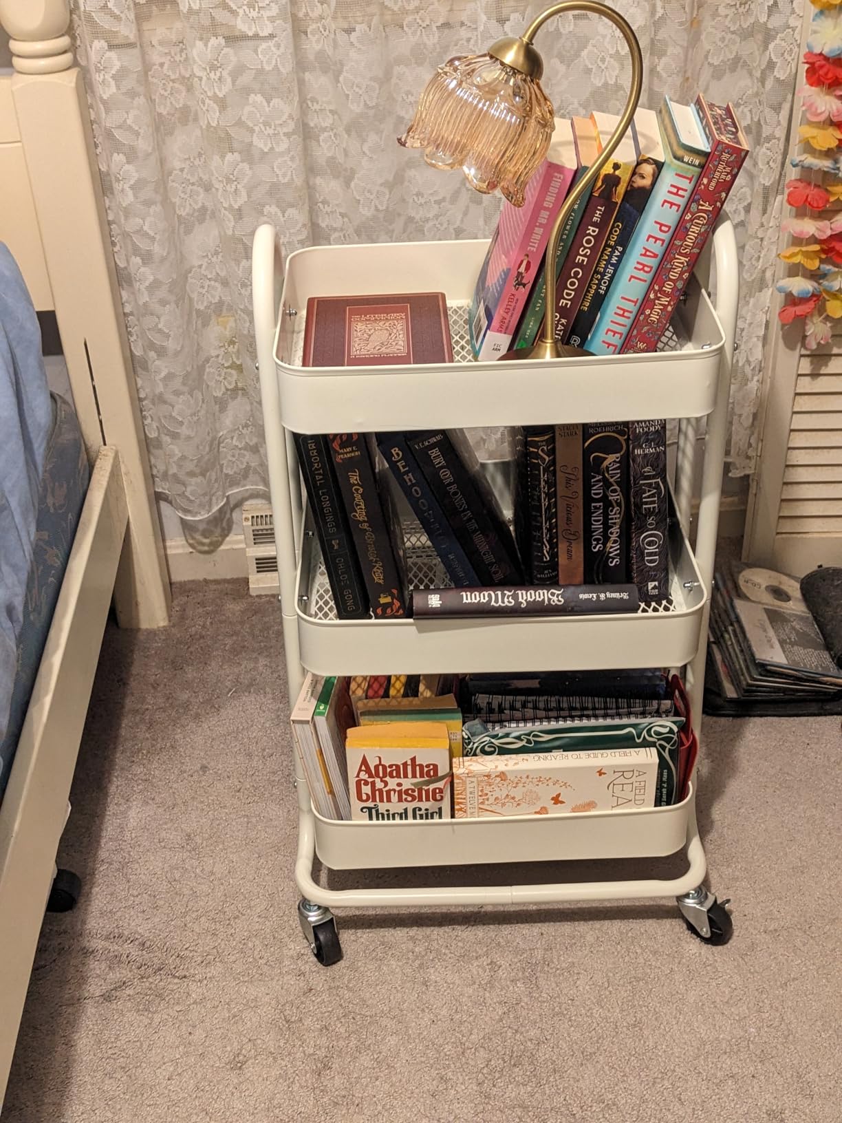 Amazon Basics 3-Tier Rolling Utility Cart, Storage Organizer, Lockable Wheels, Multifunctional Storage, Portable Mobile Shelving Unit, White customer photo 2