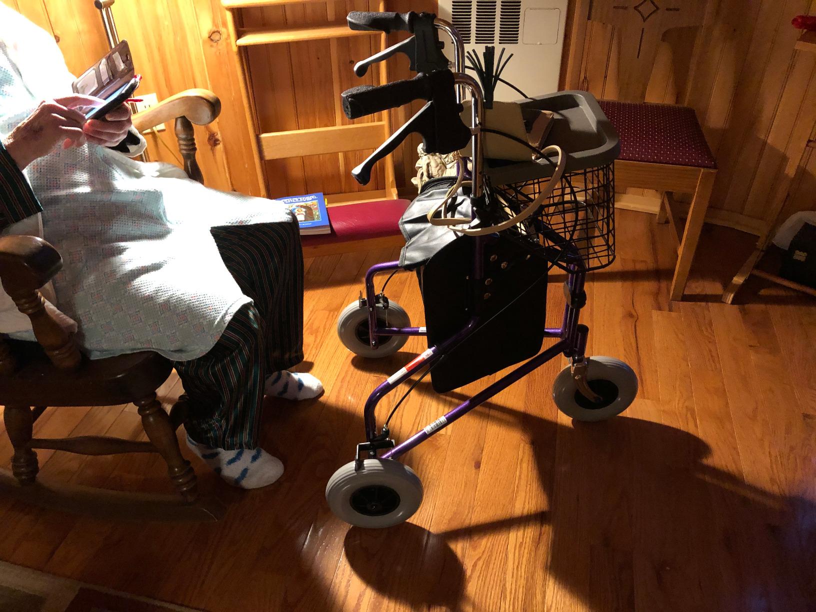 NOVA Traveler Folding 3-Wheel Walker with Tray, Basket, Pouch & Cup Holder, Lightweight Mobility Aid for Seniors & Adults, 8