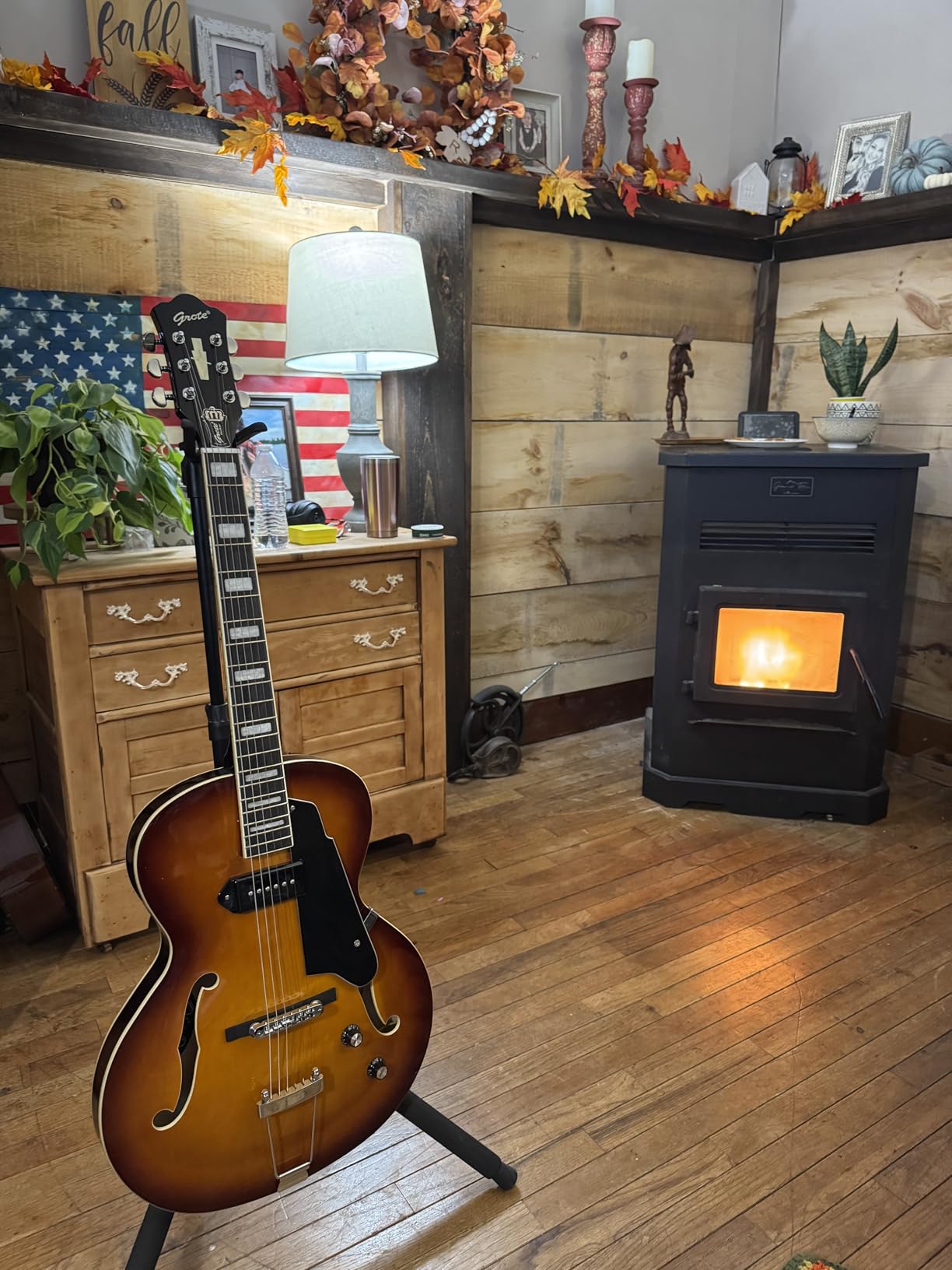GROTE Jazz Electric Guitar Hollow Body Chrome Hardware (Natural) customer photo 2