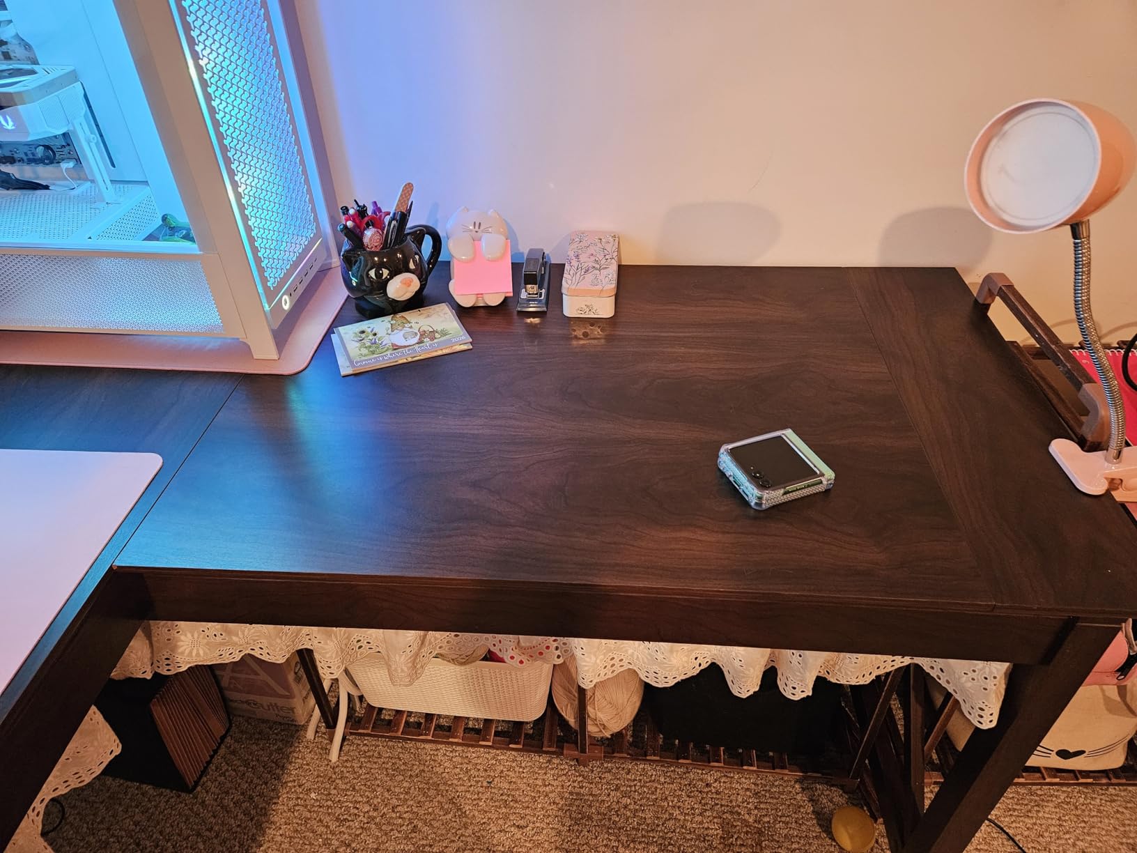 Bush Home Key West 60W Modern Farmhouse L Shaped Desk in Bing Cherry, 60-Inch Corner Computer Table for Home Office Workspace customer photo 1