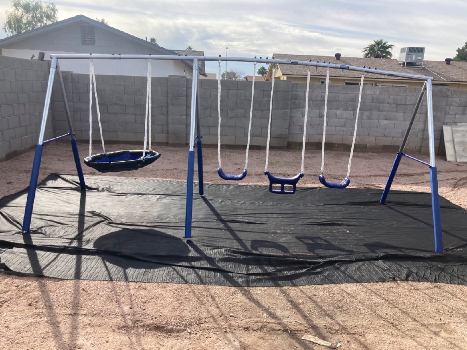 XDP Recreation Fun Forever Swing Set with 6' Wave Slide - 8 User / 6 Station Easy Assembly Galvanized Metal Backyard Play Kids Swing Set. 800 lbs. Capacity, 192