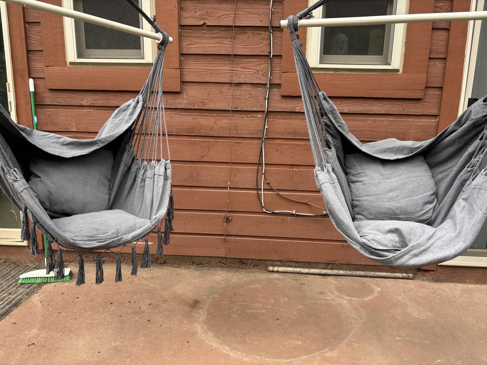 Y- STOP Hammock Chair Hanging Rope Swing, Max 500 Lbs, 2 Cushions Included, Large Macrame Hanging Chair with Pocket, Cotton Weave for Superior Comfort, Durability (Dark Grey) customer photo 2