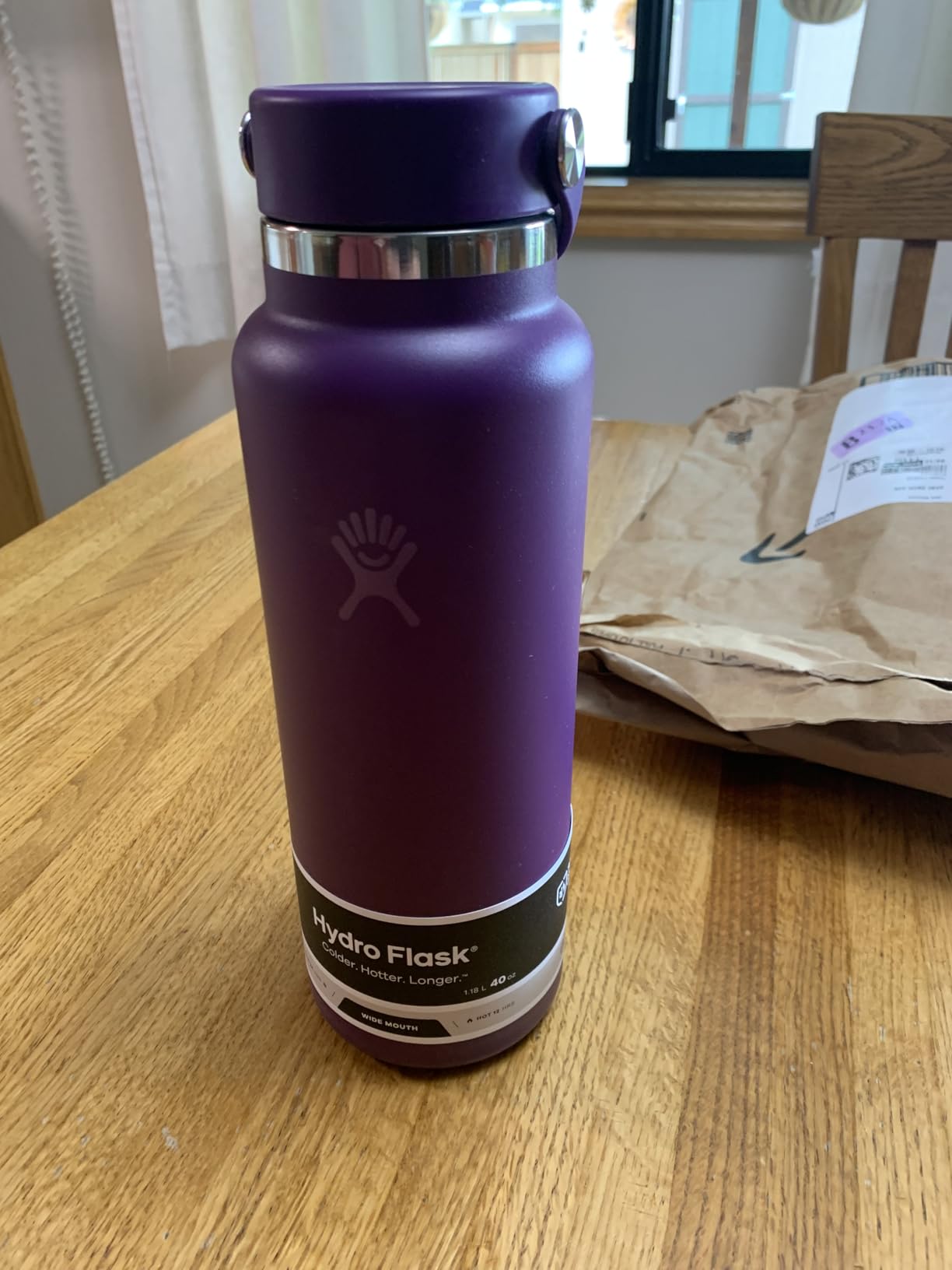 Hydro Flask Water Bottle - Insulated Stainless Steel - Wide Mouth Flex Lid, Non Spill, Leakproof and Refillable in 32 Oz Black customer photo 2