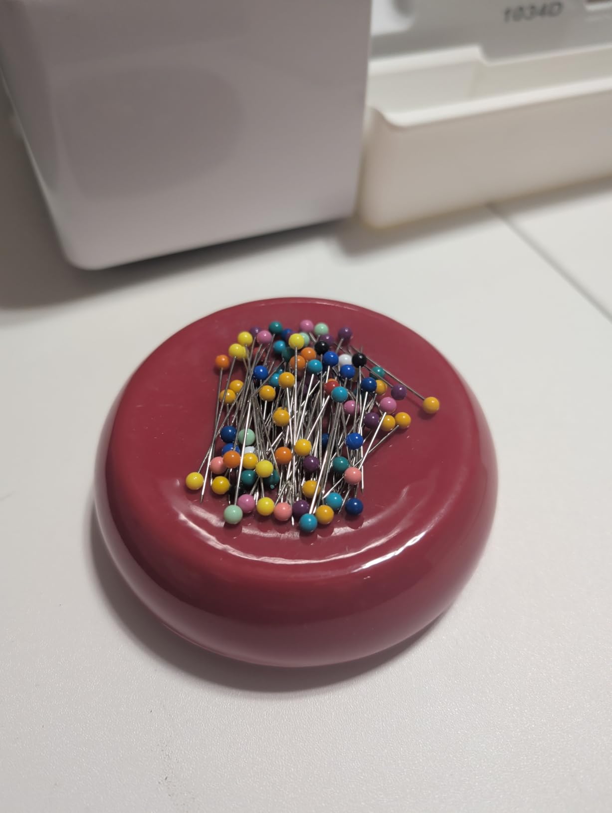 Grabbit Magnetic Sewing Pincushion with 50 Plastic Head Pins - Magnet Pin Organizer for Quilting, Embroidery, Needles, Bobby Pins, & Craft Storage, Yellow customer photo 1