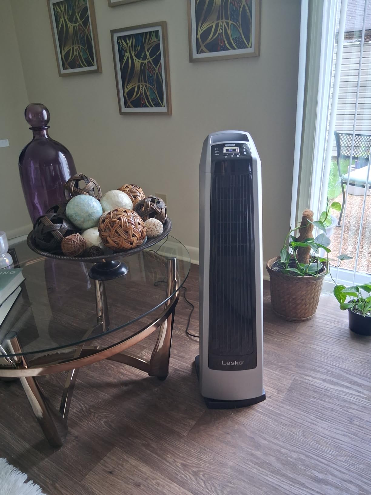 Lasko High Velocity Oscillating Tower Fan with Remote Control - Quiet Standing Fan for Bedroom, Office, and Home - 3 Speeds - Powerful Cooling Air - U35115 - 35