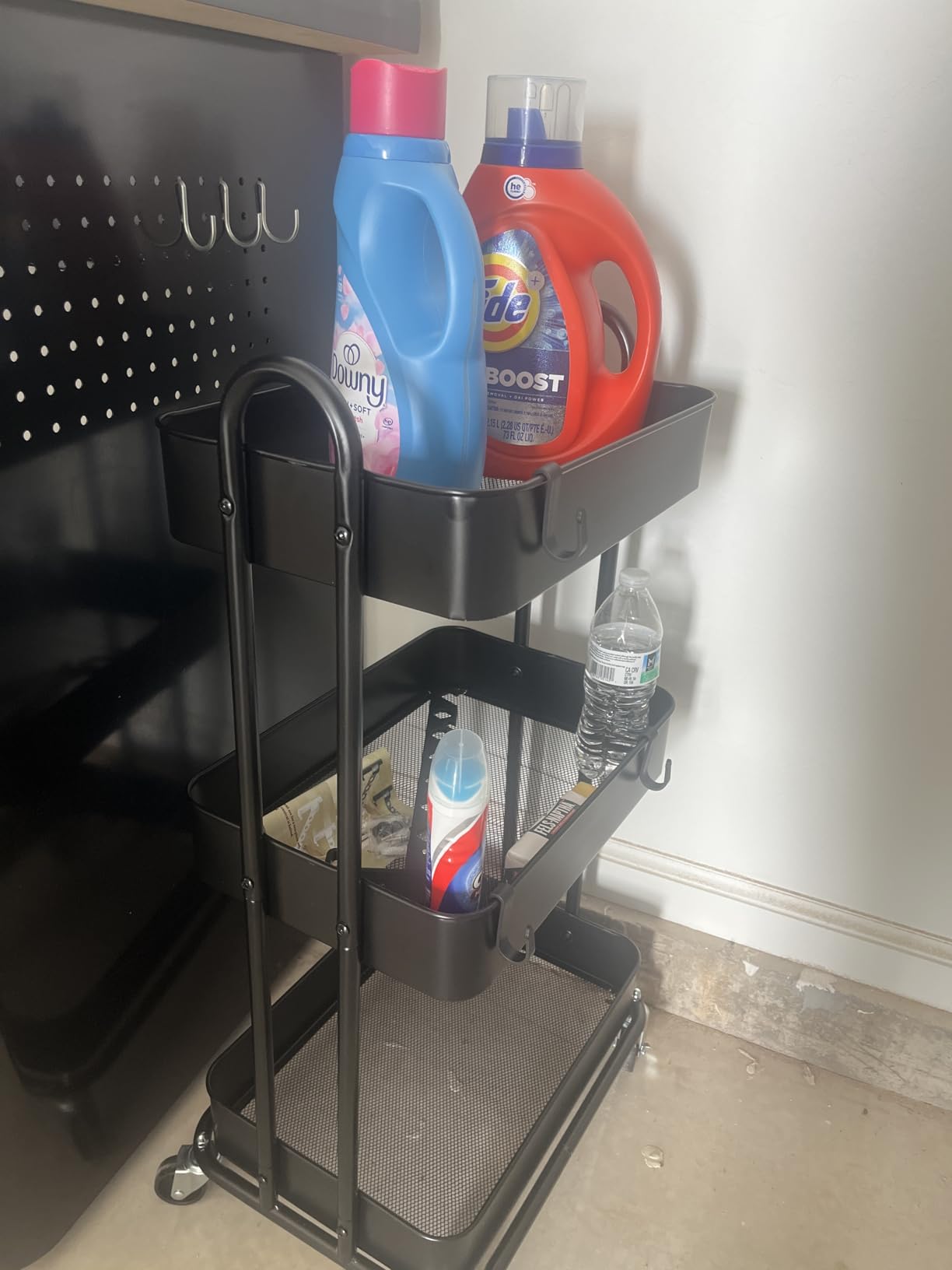 Simple Houseware 3-Tier Heavy Duty Metal Utility Rolling Cart, White customer photo 1