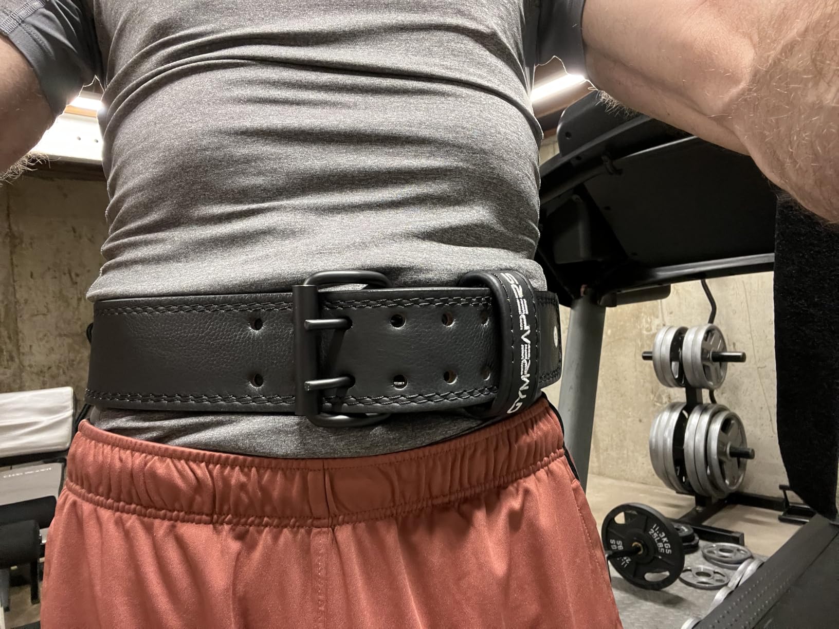 Gymreapers Weight Lifting Belt - 7MM Heavy Duty Pro Leather Belt with Adjustable Buckle - Stabilizing Lower Back Support 4 Inches Wide For Weightlifting, Bodybuilding, Cross Training customer photo 2