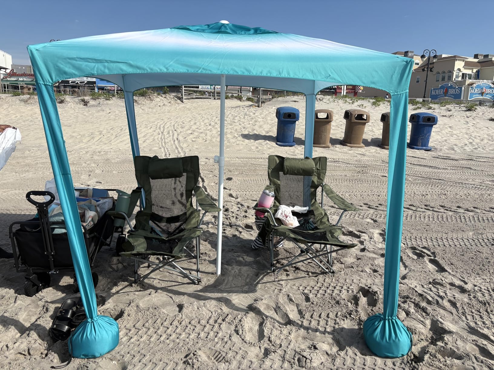 AMMSUN Beach Cabana, 6.5'x6.5' Beach Canopy, Easy Set up and Take Down, Cabana Tent with Sand Pockets, Instant Sun Shade with Side Wall, Coral Tropical customer photo 1