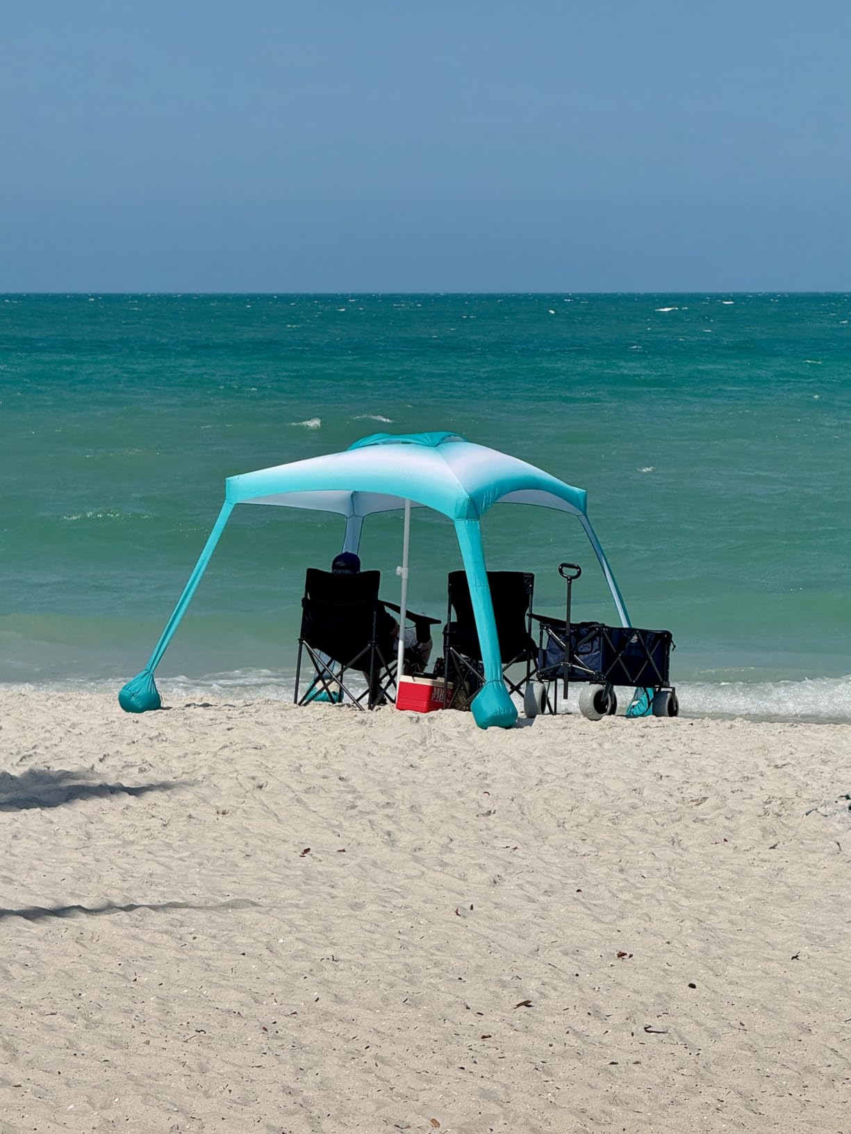 AMMSUN Beach Cabana, 6.5'x6.5' Beach Canopy, Easy Set up and Take Down, Cabana Tent with Sand Pockets, Instant Sun Shade with Side Wall, Coral Tropical customer photo 2