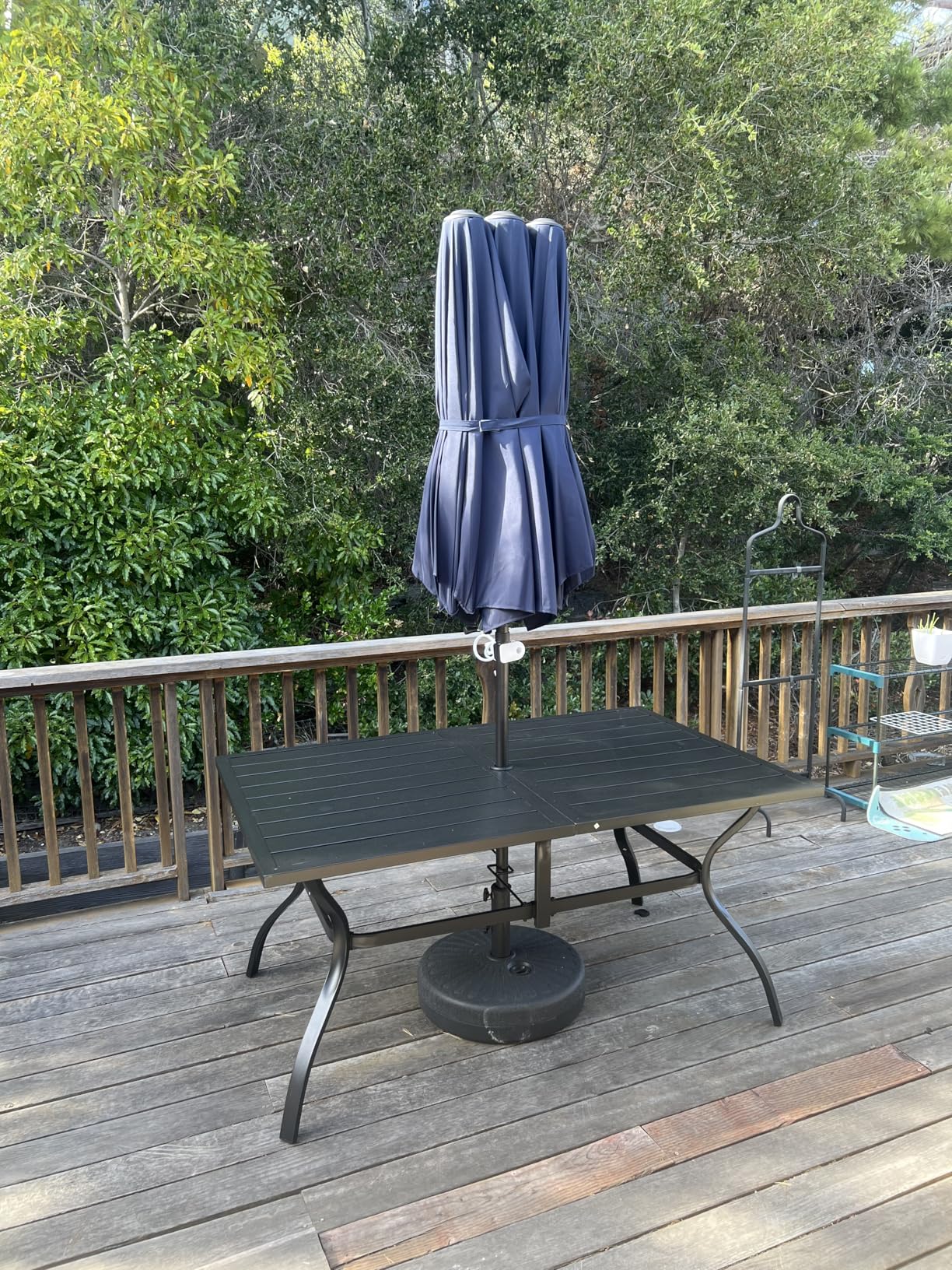 PHI VILLA 13ft Outdoor Market Umbrella Double-Sided Twin Large Patio Umbrella with Crank, Navy Blue customer photo 2