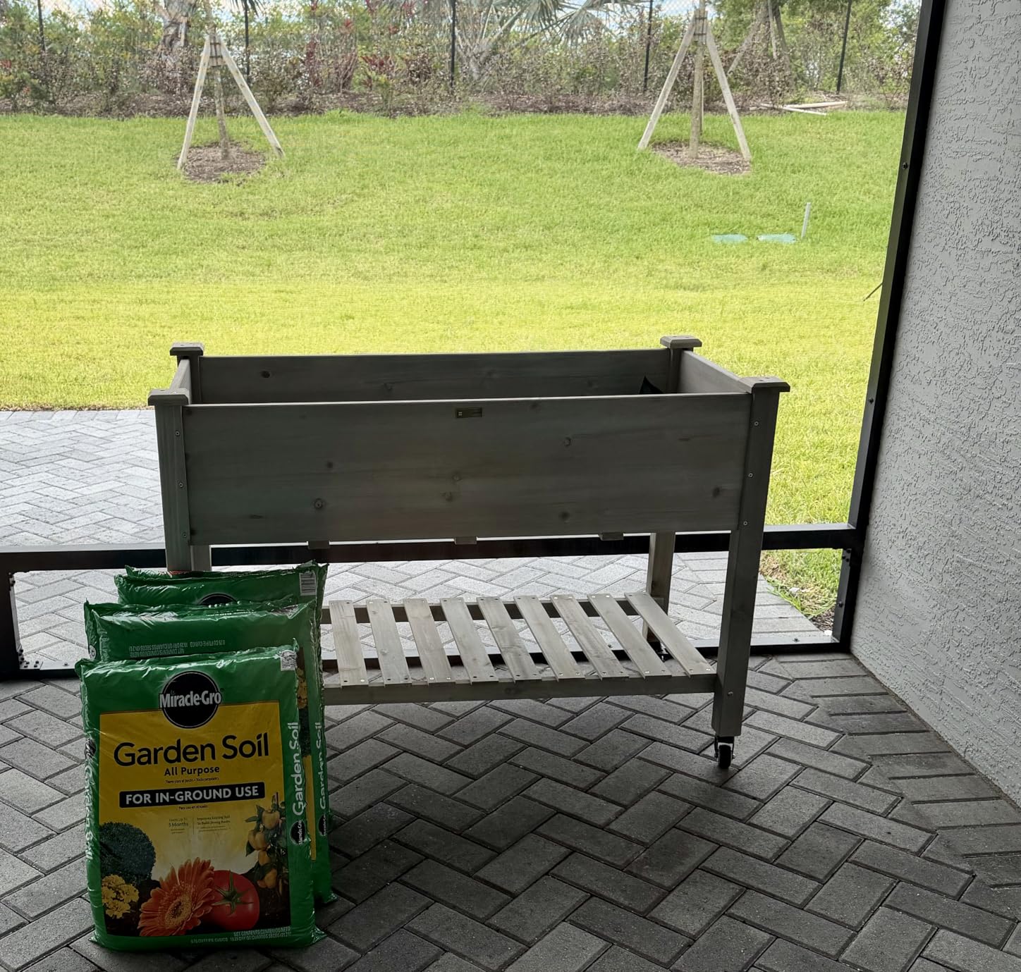 Best Choice Products Raised Garden Bed 48x24x32-inch Mobile Elevated Wood Planter w/Lockable Wheels, Storage Shelf, Protective Liner customer photo 1
