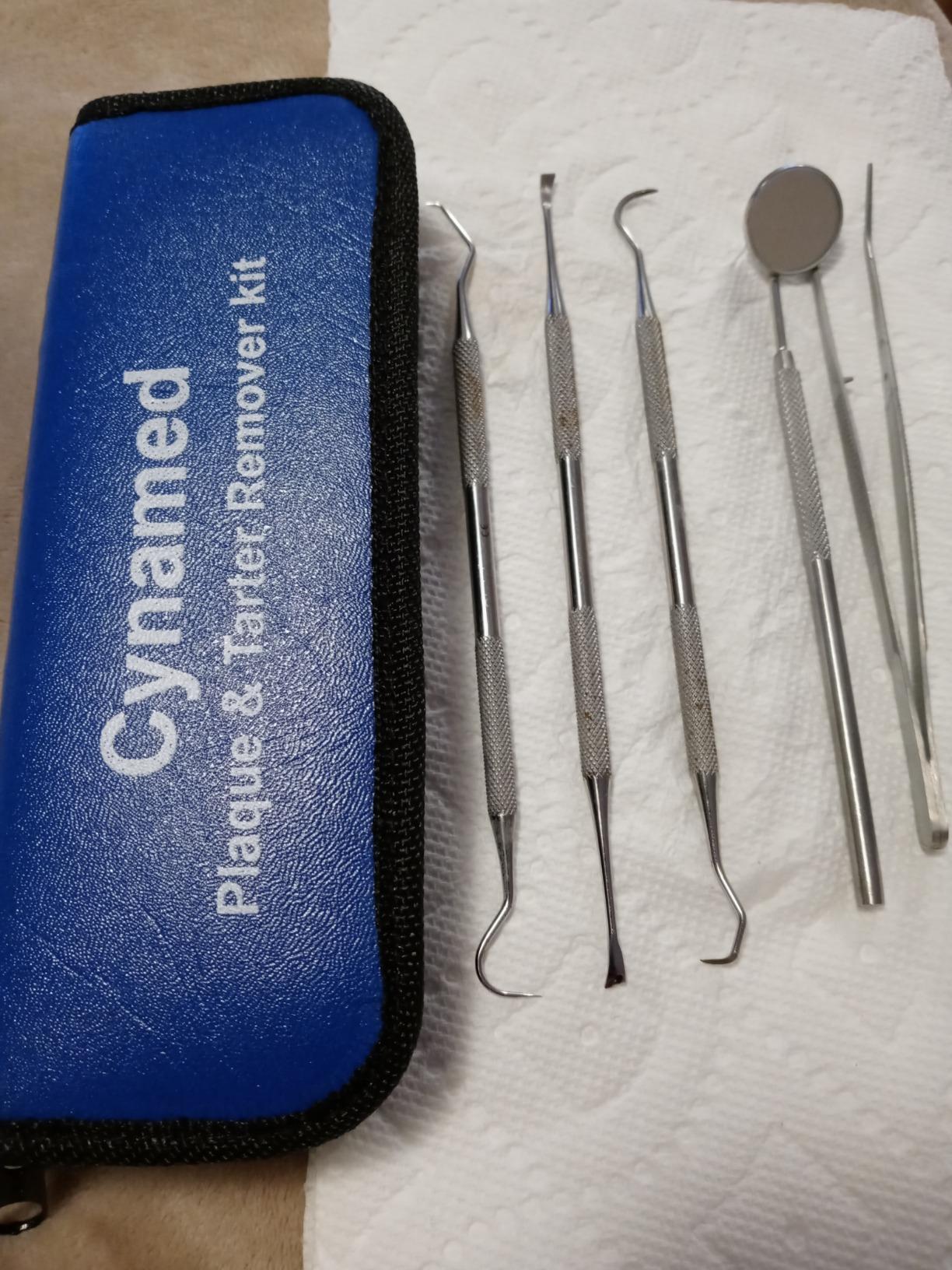 Dental Hygiene set of 5 - Stainless Steel Tarter Scraper, Dental Toothpick, Mouth Mirror Scaler Tweezer customer photo 2