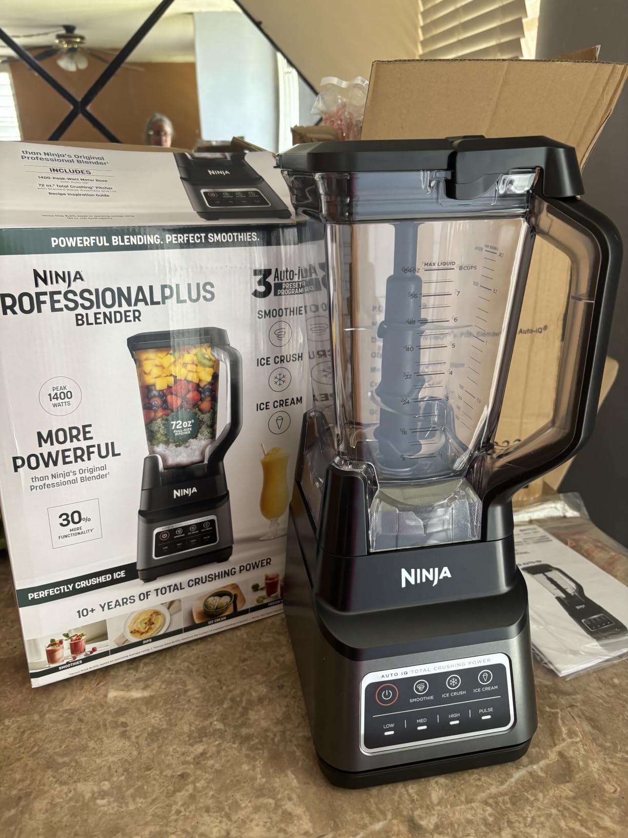 Ninja Professional Plus Blender with Auto-iQ | Smoothie and Ice Cream Maker, Frozen Drink Mixer, Margarita Machine | 3 Auto-iQ Presets, 1400W, 72-oz. Total Crushing Pitcher | Dark Grey | BN701 customer photo 1