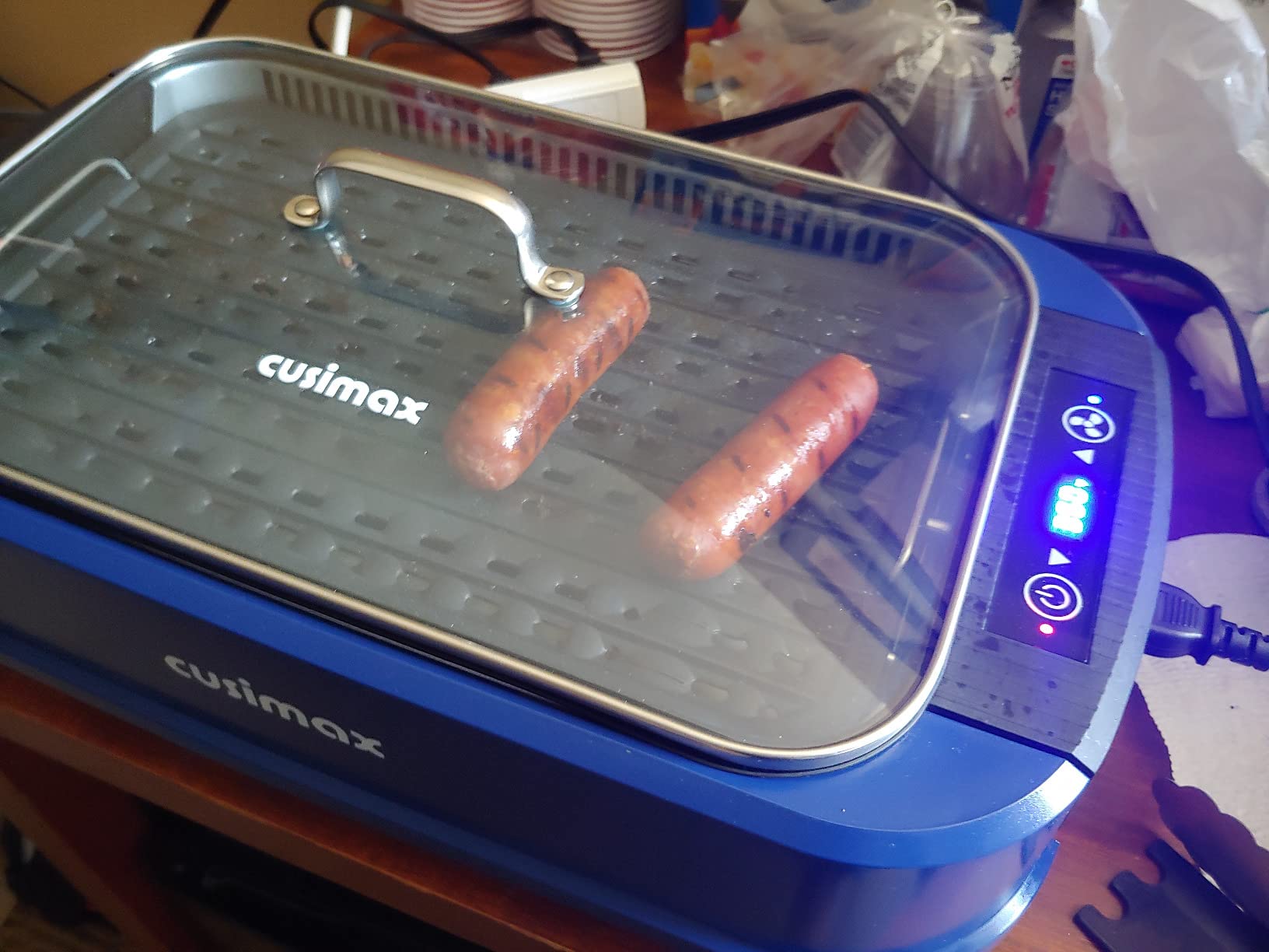 Indoor Grill CUSIMAX Electric Smokeless Grill Portable Korean BBQ with Turbo Smoke Extractor Technology, Non-stick Removable Plate, Tempered Glass Lid, Great for Party (Single Plate) customer photo 2