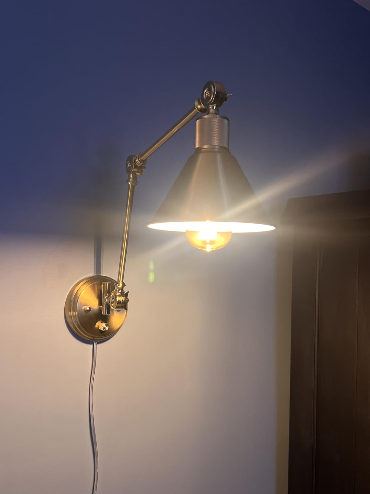 TRLIFE Wall Sconce Plug in, Dimmable Wall Sconce with Switch Swing Arm Wall Lights Plug in Wall Mounted Light Wall Sconces Lighting with 6FT Plug in Cord, E26 Base, UL Listed (Two Arms, 1 Pack) customer photo 2