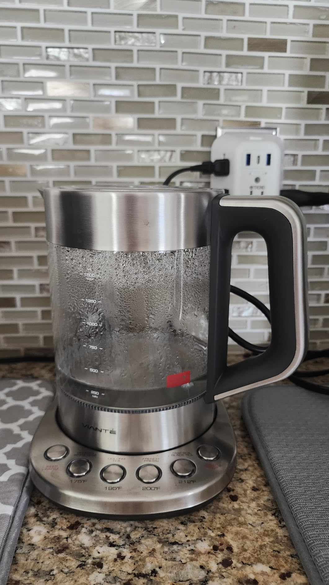 Viante Alba Electric Tea Kettle with Infuser, No Plastic In Contact With Water, 1.5L Borosilicate Glass, 304 Stainless Steel, 4 Temperature Presets, Keep Warm, Cordless, Auto Shut-Off customer photo 2