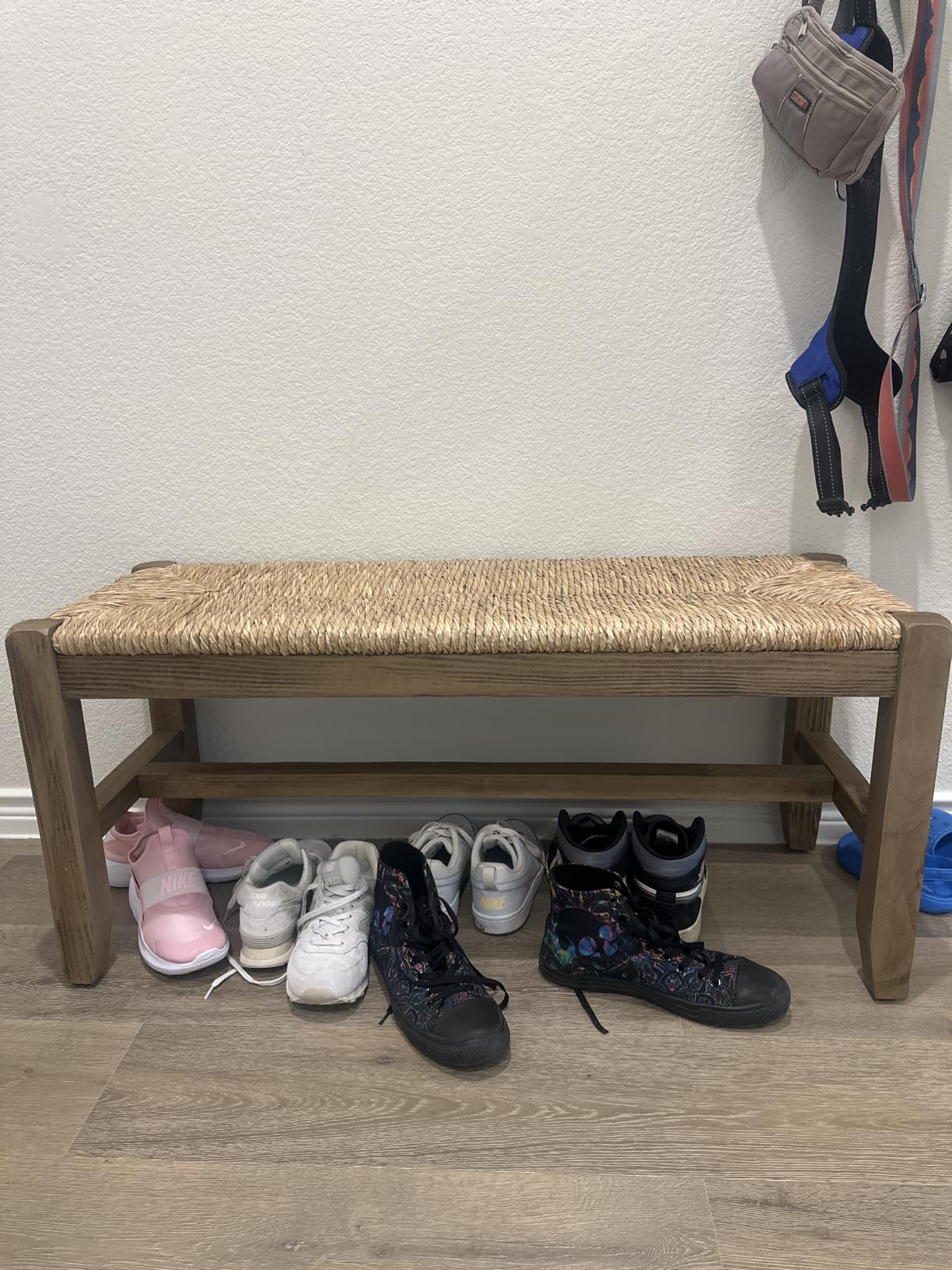 Alaterre Furniture Newport 40 Inch Solid Wood Entryway Bench - Modern Farmhouse Indoor Decorative Bench with Natural Seagrass Rush Seat - Furniture for Entryway, Dining Room, or Kitchen (Natural) customer photo 1