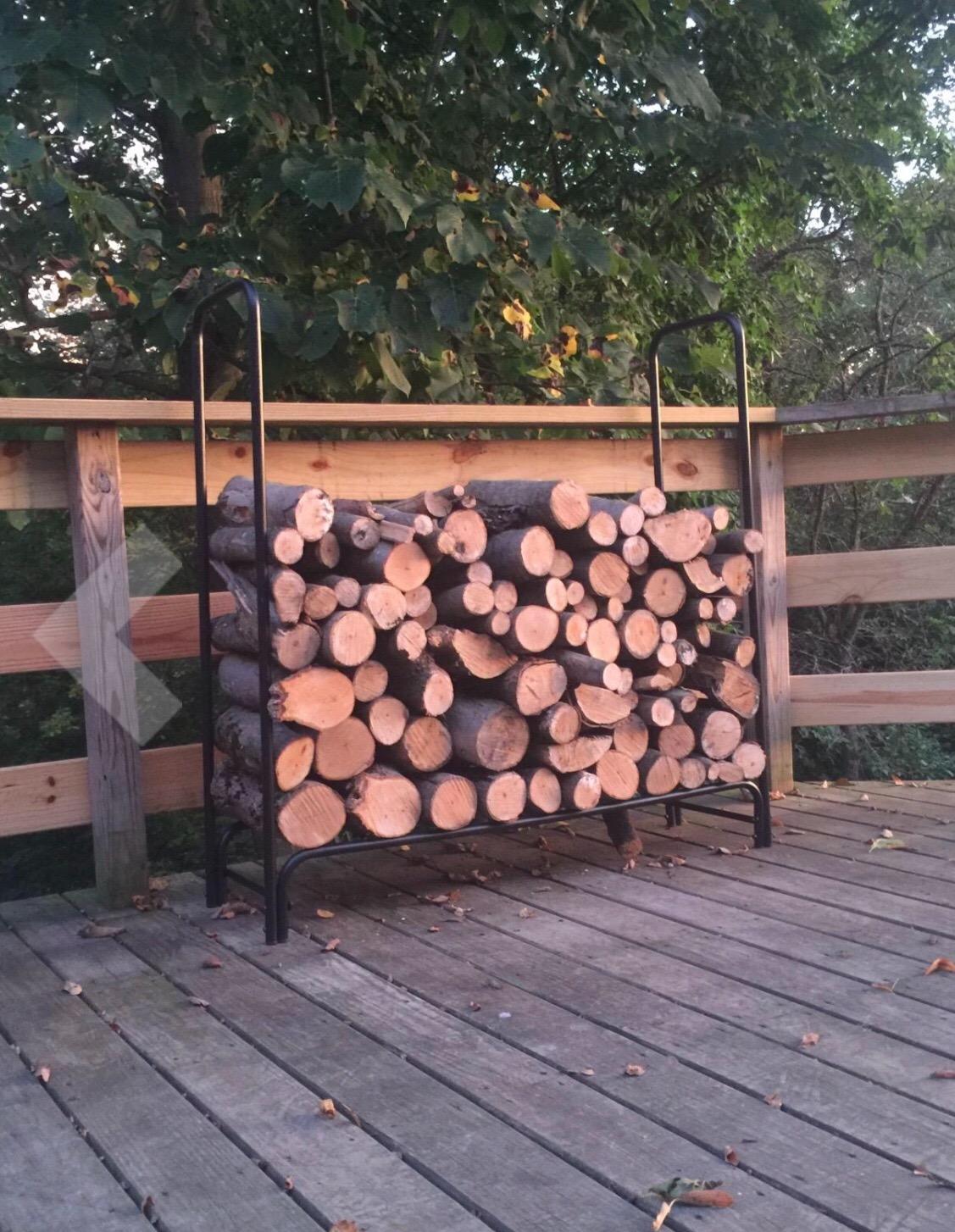 Amagabeli 4ft Firewood Log Rack with Cover Outdoor Heavy Duty Firewood Rack With Weather Resistant 600D Oxford Fabric Cover Indoor Outdoor Wood Racks for Fire Wood Holder customer photo 2