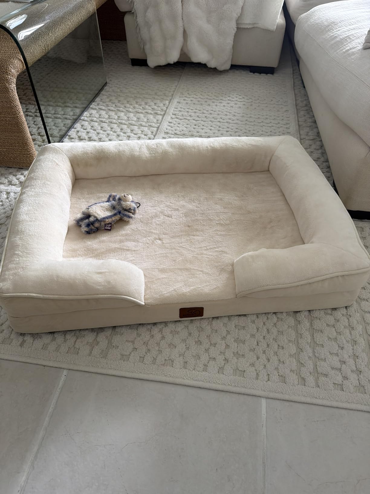 Bedsure Orthopedic Dog Beds Large Sized Dog - Washable Large Dog Cat Bed Waterproof, Comfort Dogs Couch Sofa with Washable Removable Cover, Pet Bed with Nonskid Bottom, Grey, 35